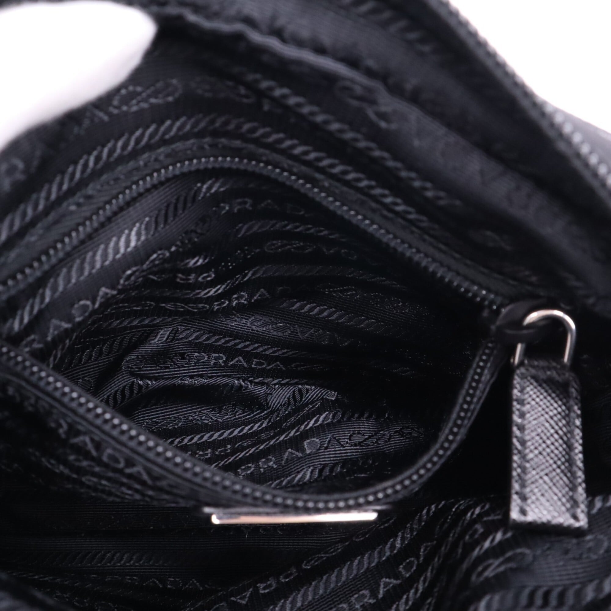 Prada Saffiano Black Nylon Shoulder Bag (Pre-Owned)