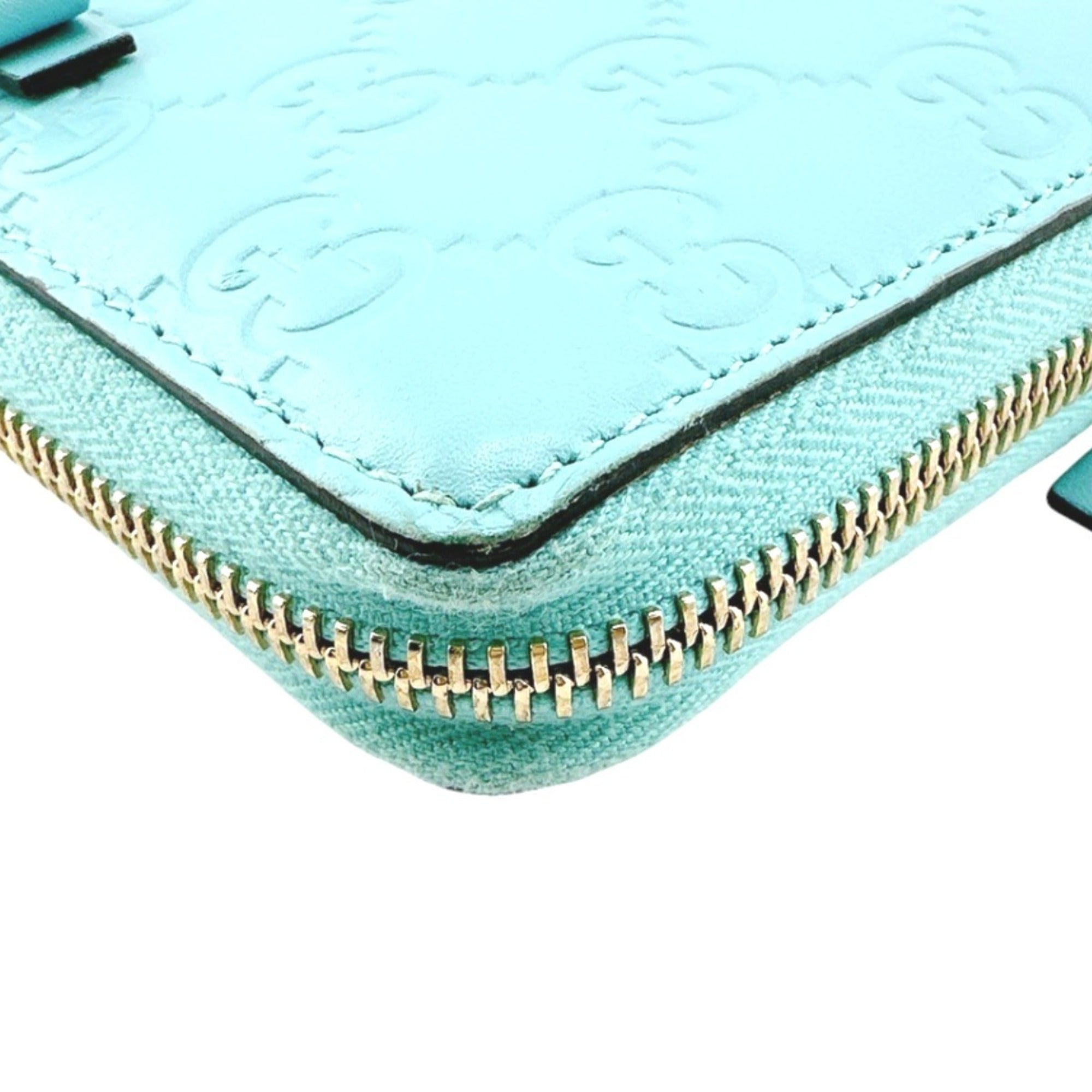 Gucci Blue Light Blue Leather Long Wallet (Bi-Fold) (Pre-Owned)