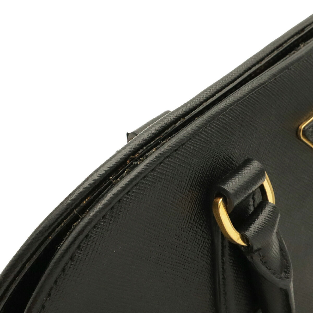 Prada Saffiano Black Nero Leather Handbag Shoulder Bag Tote Bag (Pre-Owned)