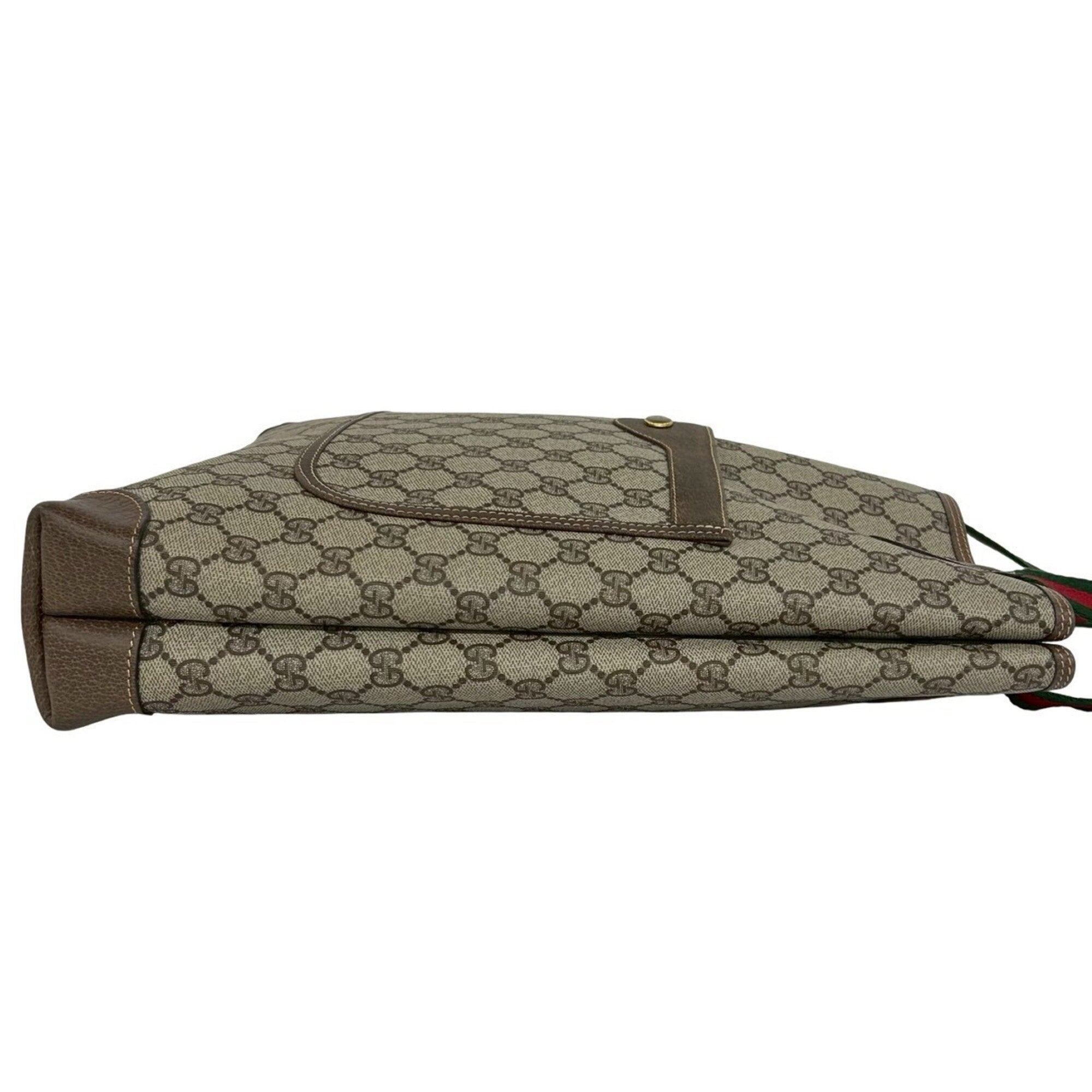 Gucci Brown Green Red Color Pvc Leather Handbag Tote Bag (Pre-Owned)