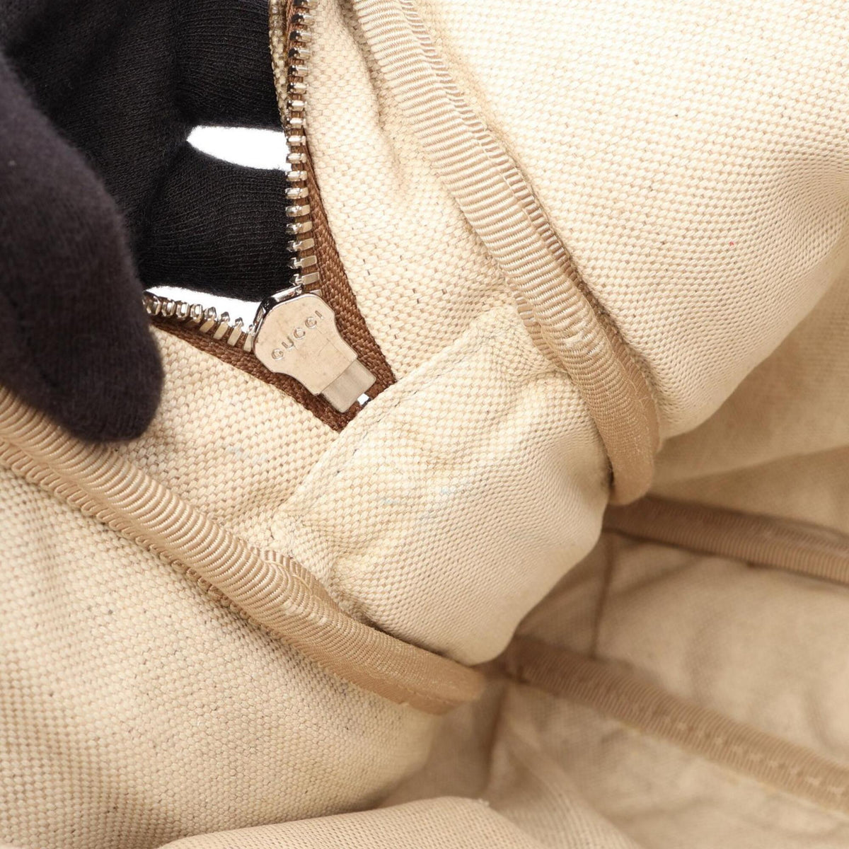 Gucci Beige Brown Coated Canvas Leather Briefcase Handbag (Pre-Owned)