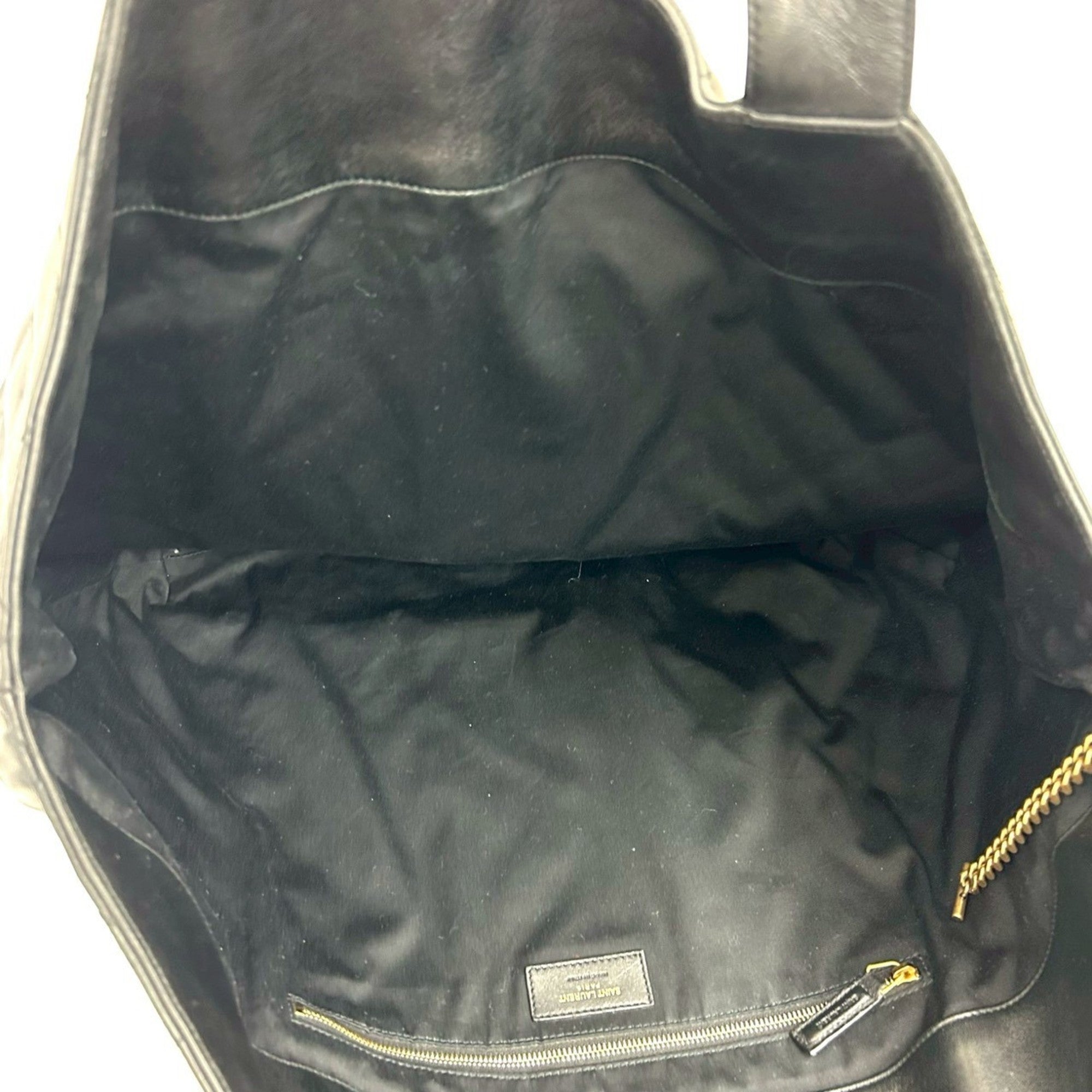 Saint Laurent Black Leather Pouch Tote Bag (Pre-Owned)