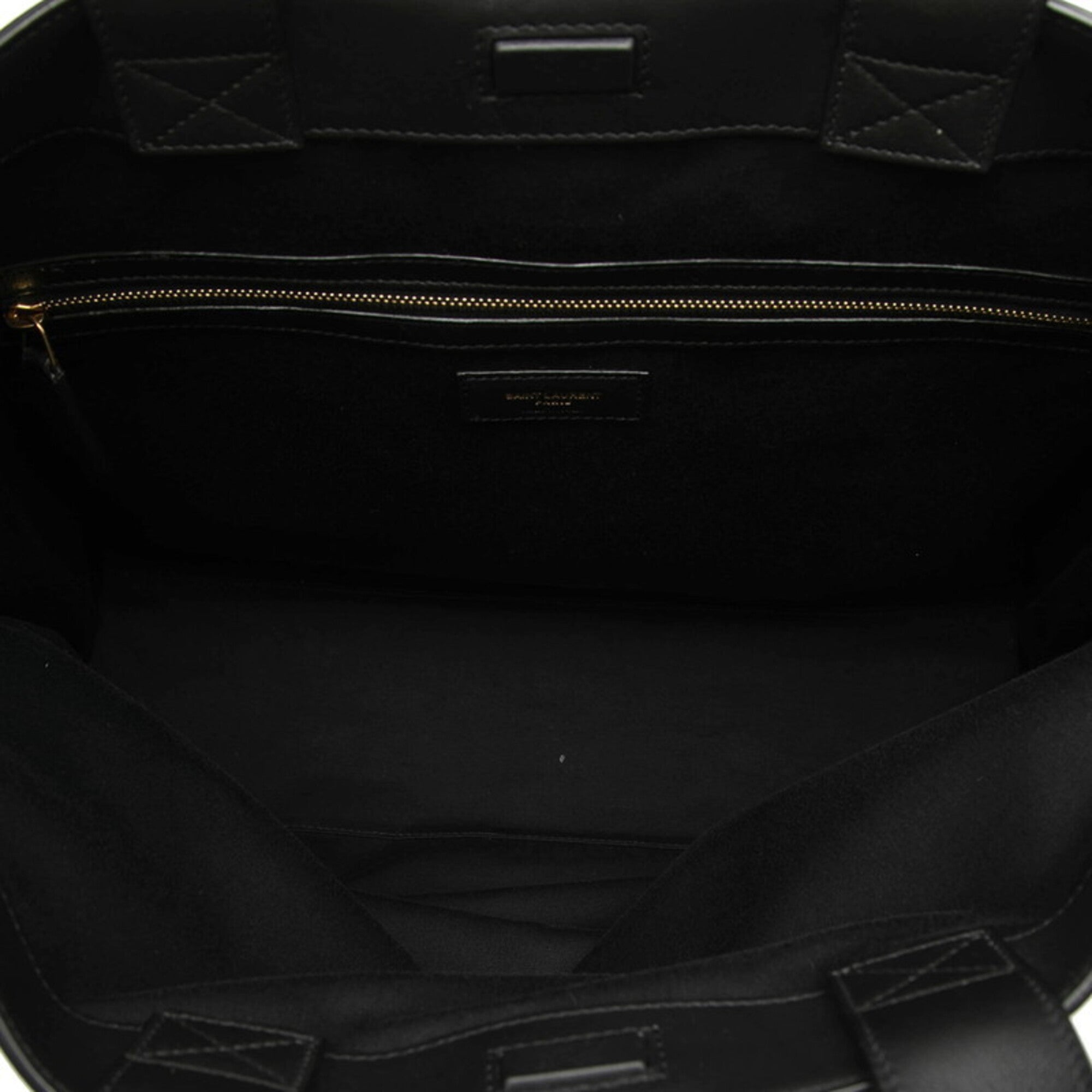 Saint Laurent Black Ivory Canvas Leather Tote Bag (Pre-Owned)