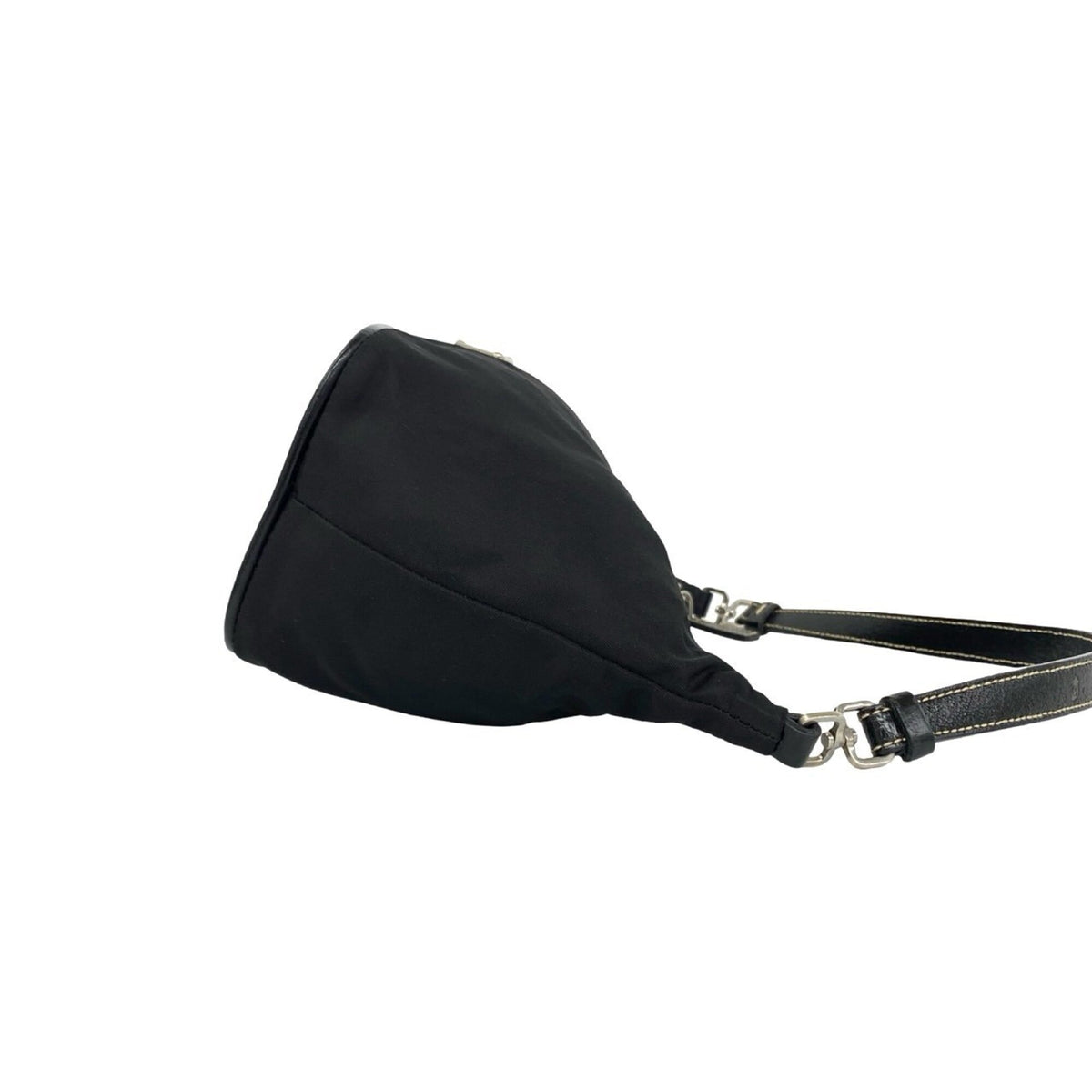 Prada Black Nylon Leather Handbag Shoulder Bag (Pre-Owned)