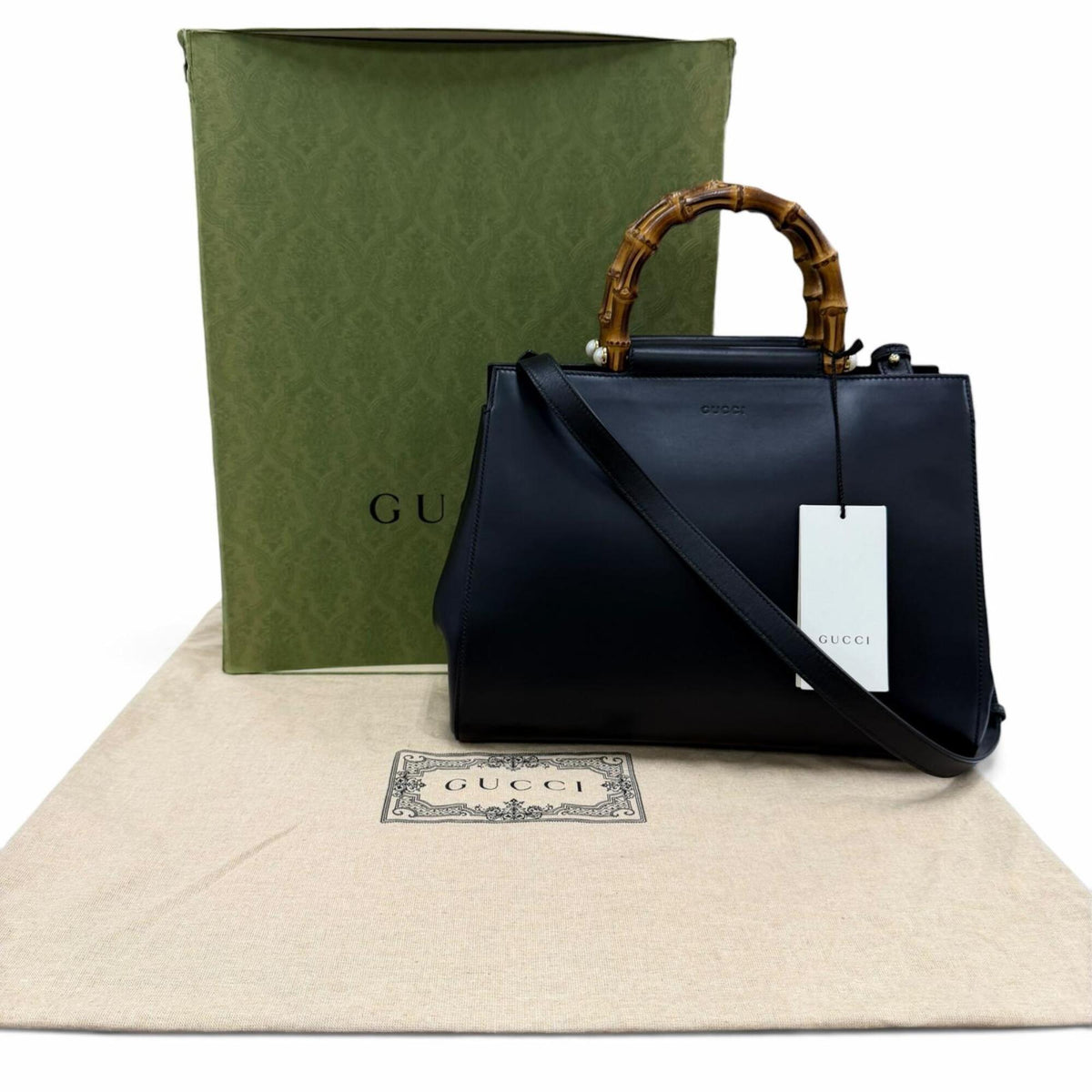 Gucci Black Leather Handbag Shoulder Bag (Pre-Owned)