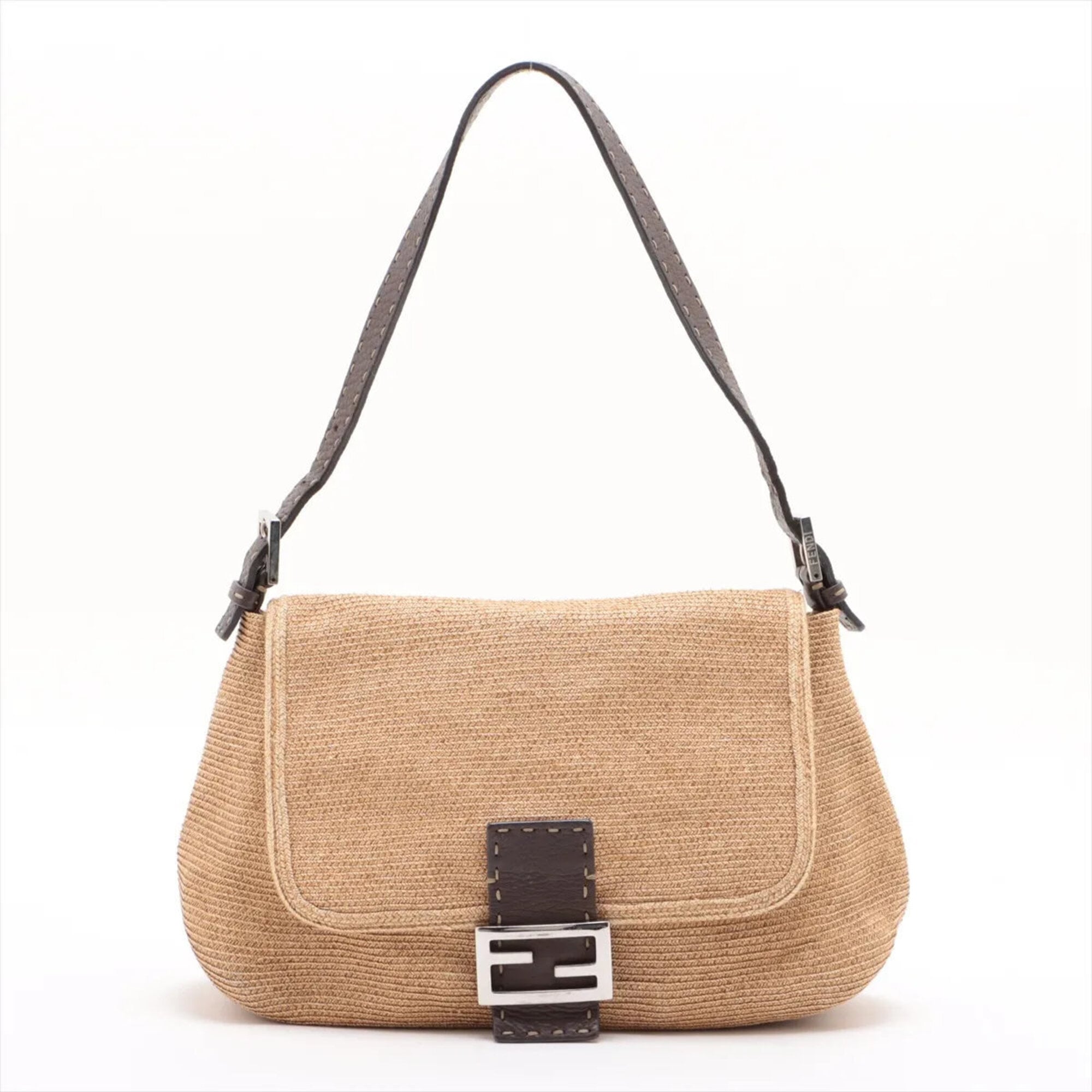 Fendi Light Brown Leather Shoulder Bag Tote Bag (Pre-Owned)
