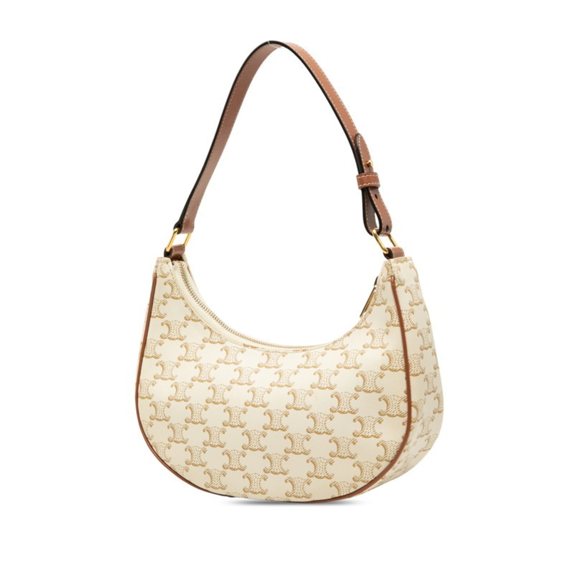 Celine Brown White Pvc Leather Handbag Shoulder Bag (Pre-Owned)