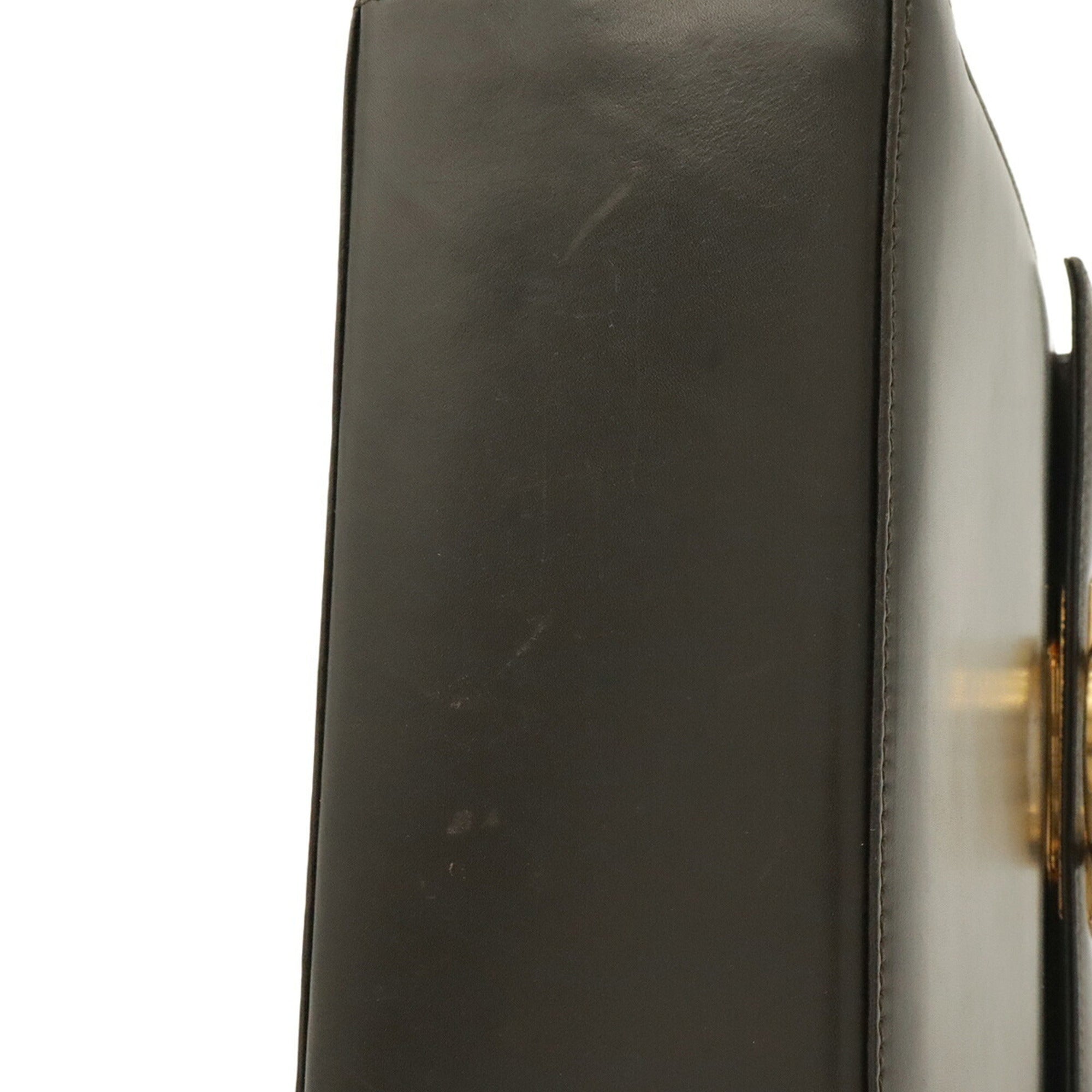 Salvatore Ferragamo Gancini Dark Brown Leather Handbag Shoulder Bag (Pre-Owned)