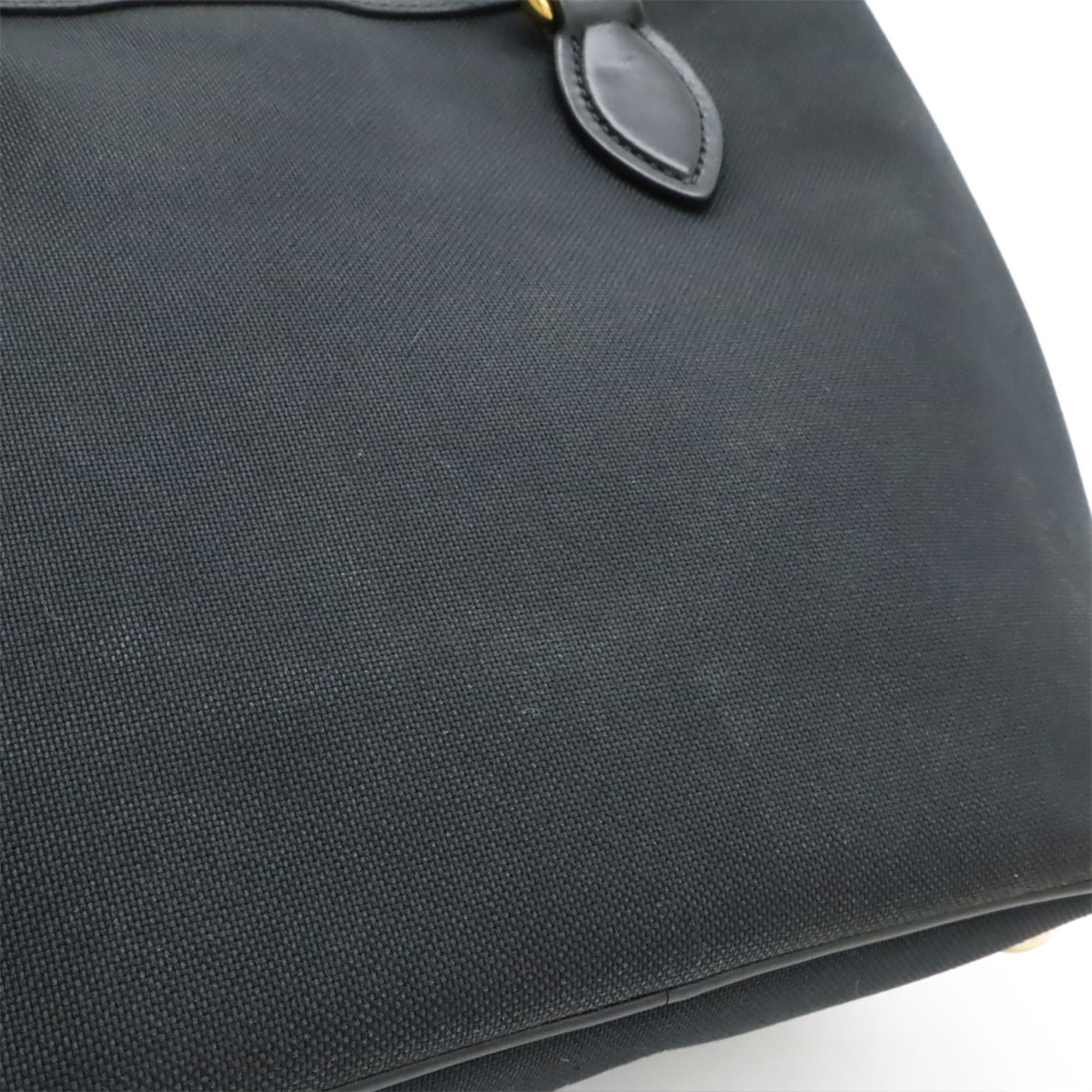 Prada Black Nero Canvas Leather Handbag Shoulder Bag (Pre-Owned)