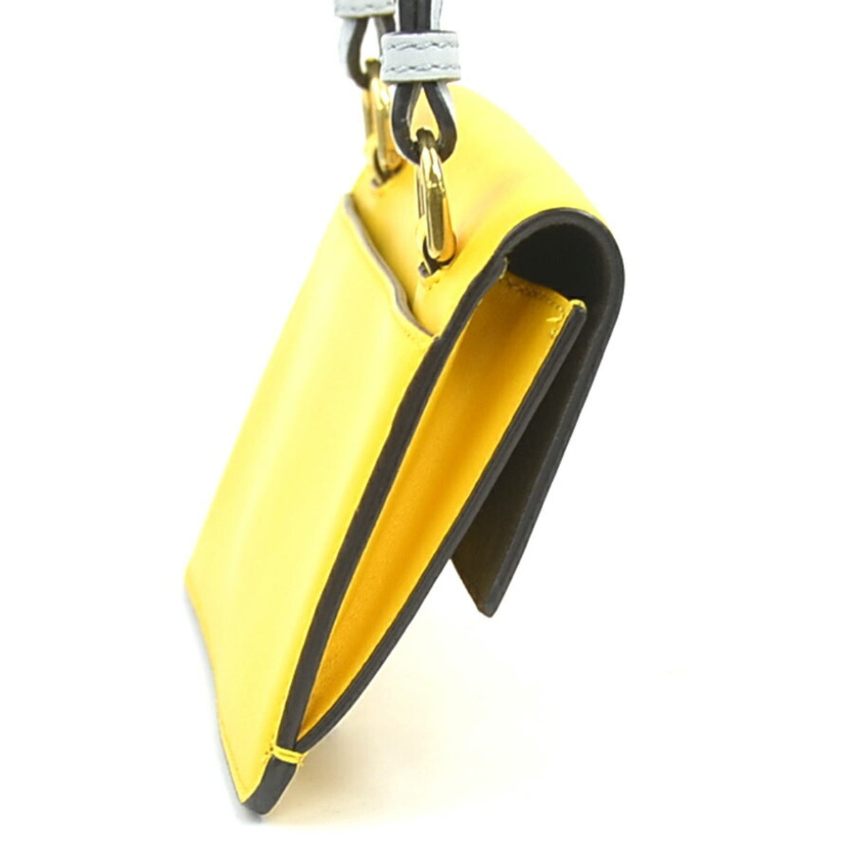 Fendi Light Gray Yellow Leather Shoulder Bag (Pre-Owned)