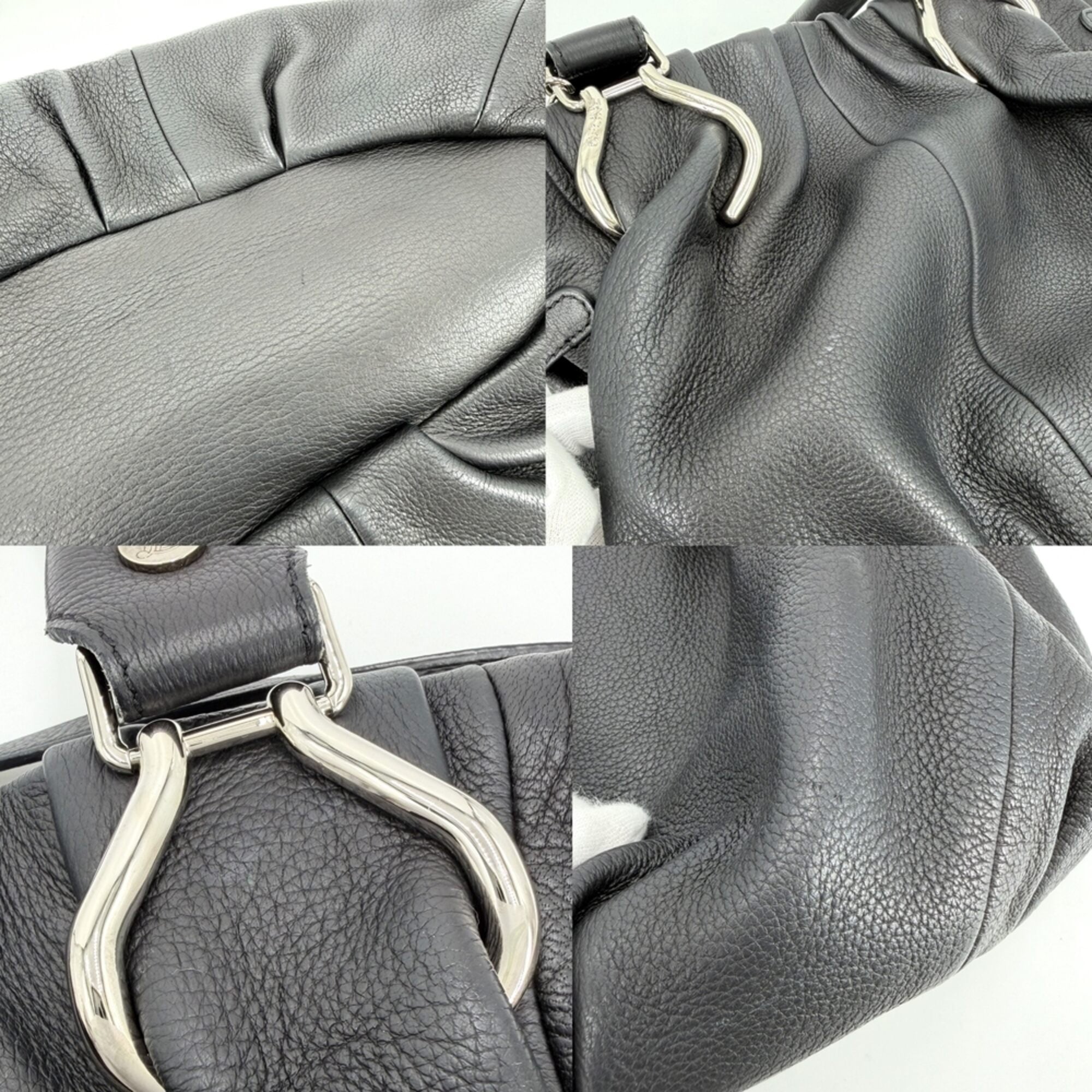 Celine Black White Leather Shoulder Bag (Pre-Owned)