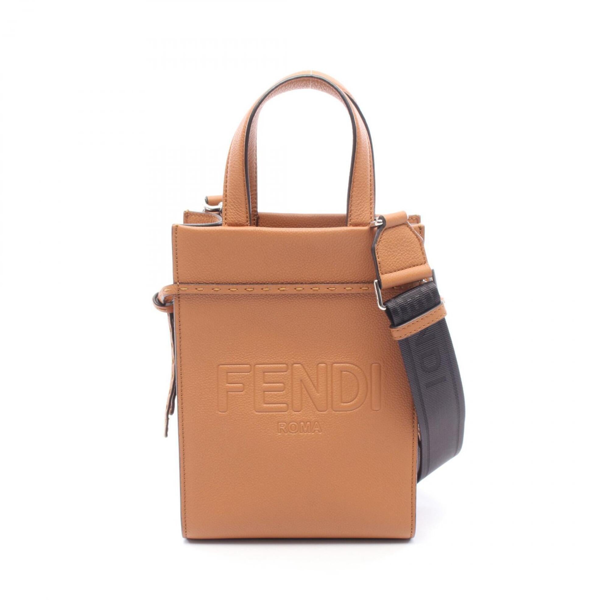 Fendi Brown Leather Handbag Tote Bag (Pre-Owned)