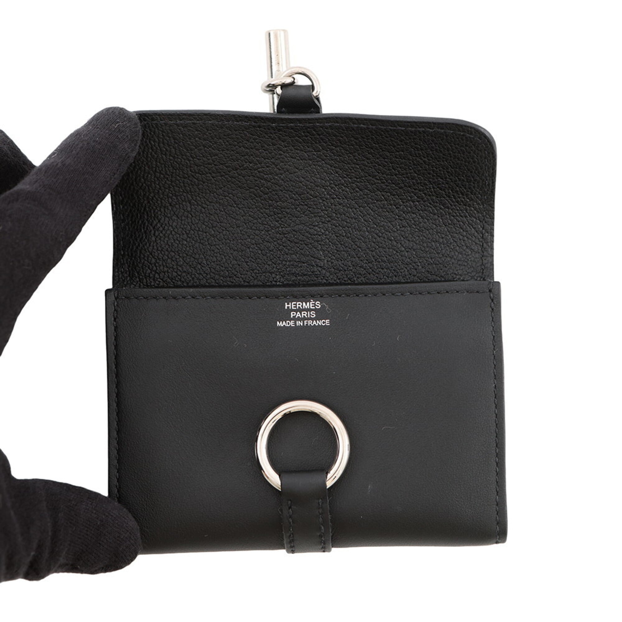 Hermes Kara Black Swift Leather Coin Purse/Coin Case (Pre-Owned)