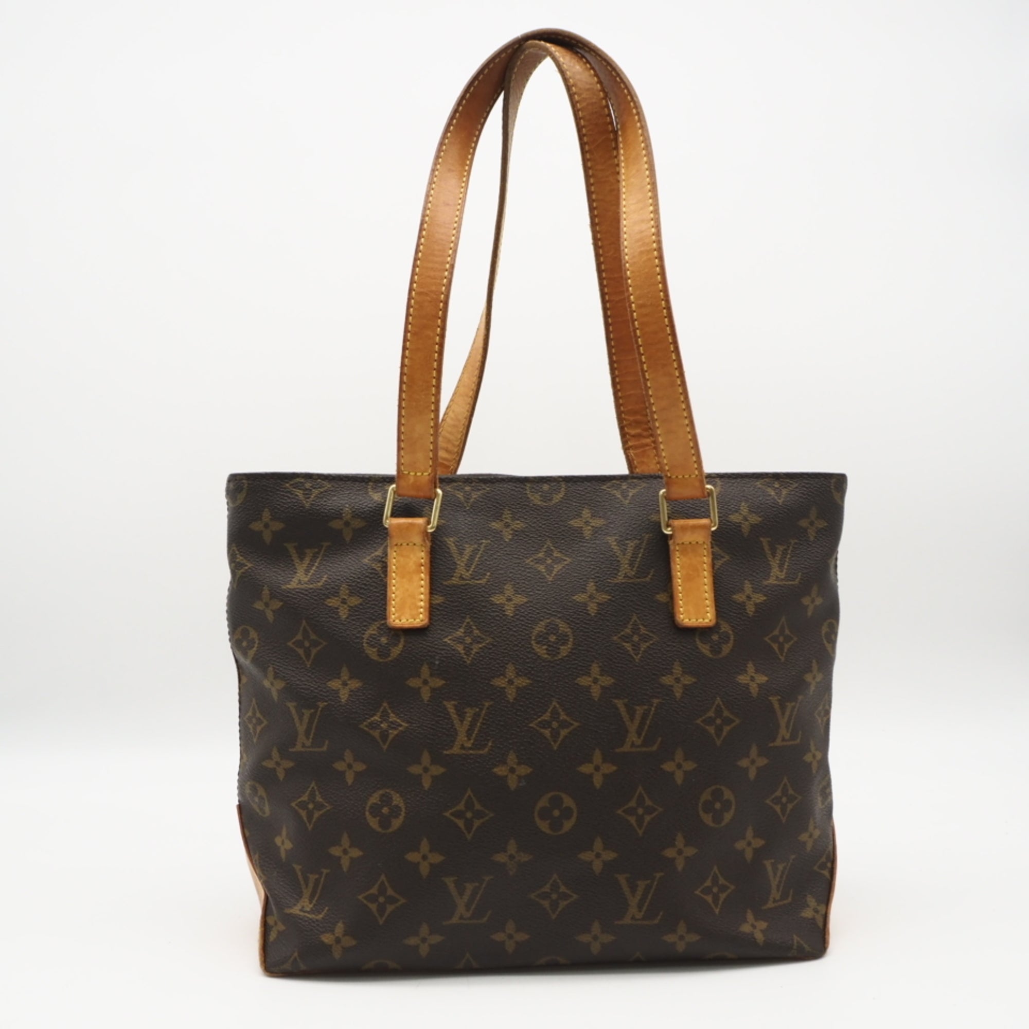 Louis Vuitton Beige Brown Coated Canvas Leather Handbag (Pre-Owned)