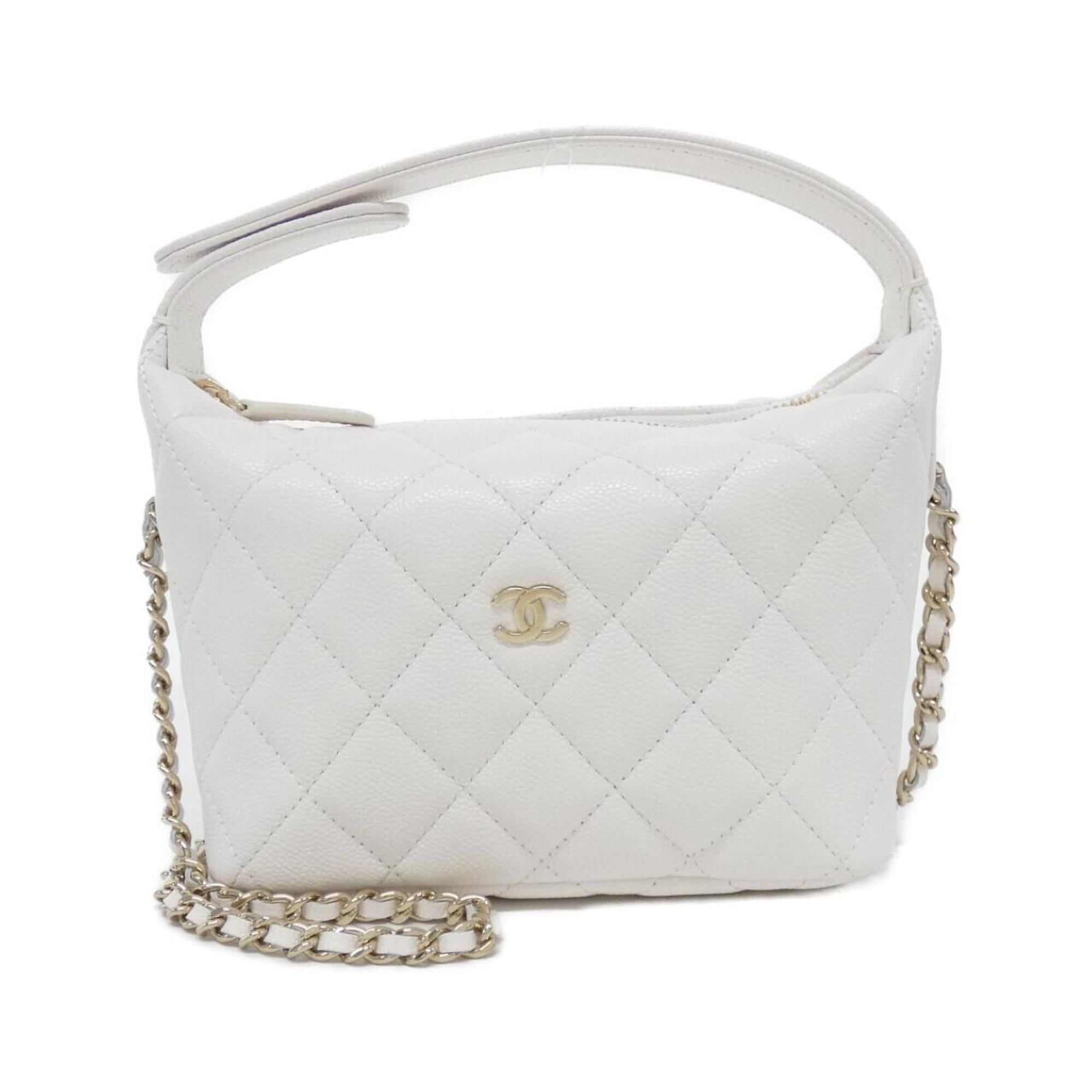 Chanel White Grained Calfskin Handbag (Pre-Owned)