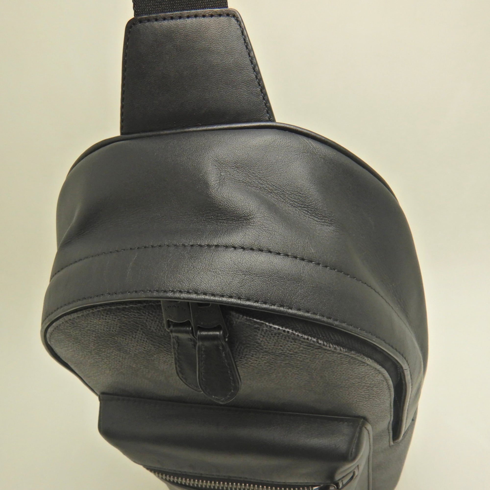 Coach Black Coated Canvas Leather Sling Bag (Pre-Owned)