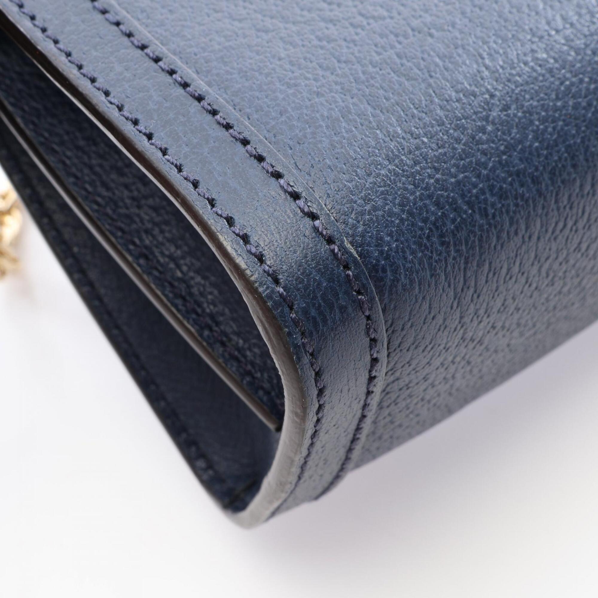 Gucci Navy Leather Handbag Shoulder Bag (Pre-Owned)