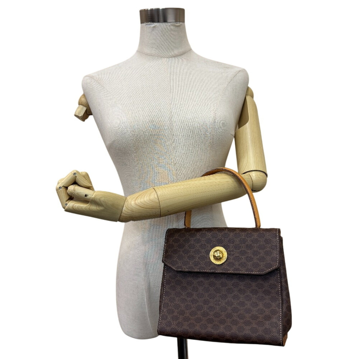 Celine Macadam Brown Leather Handbag (Pre-Owned)