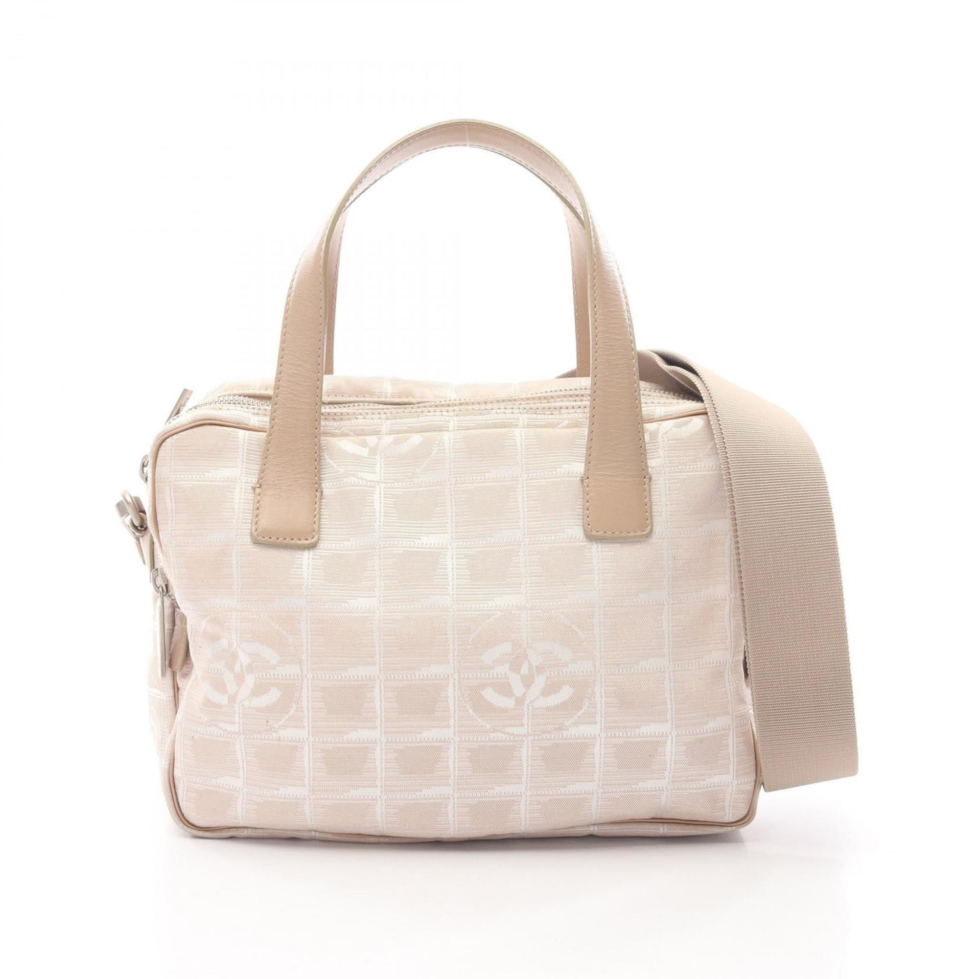Chanel Beige Leather Nylon Canvas Handbag (Pre-Owned)
