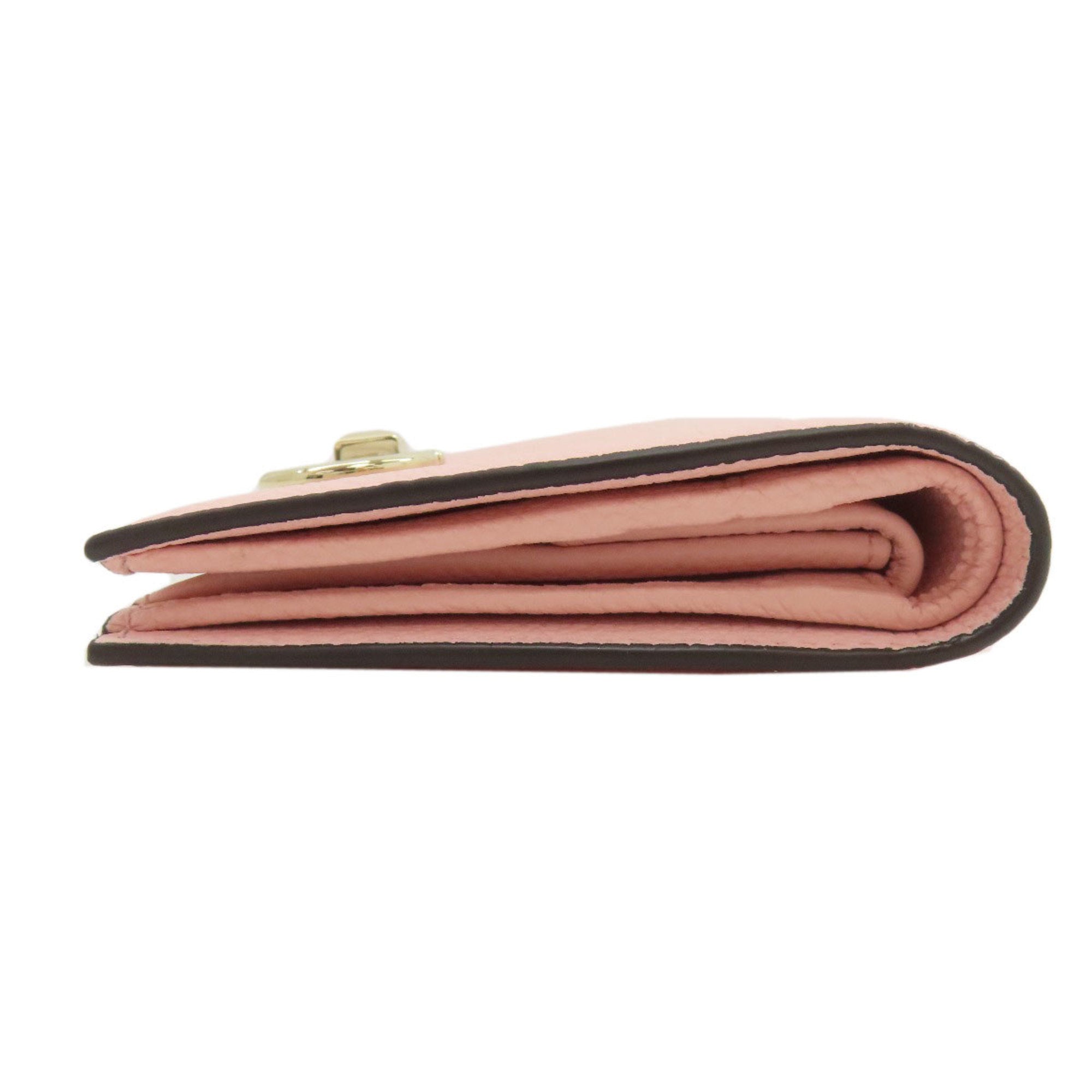 Salvatore Ferragamo Gancini Pink Leather Wallet (Bi-Fold) (Pre-Owned)