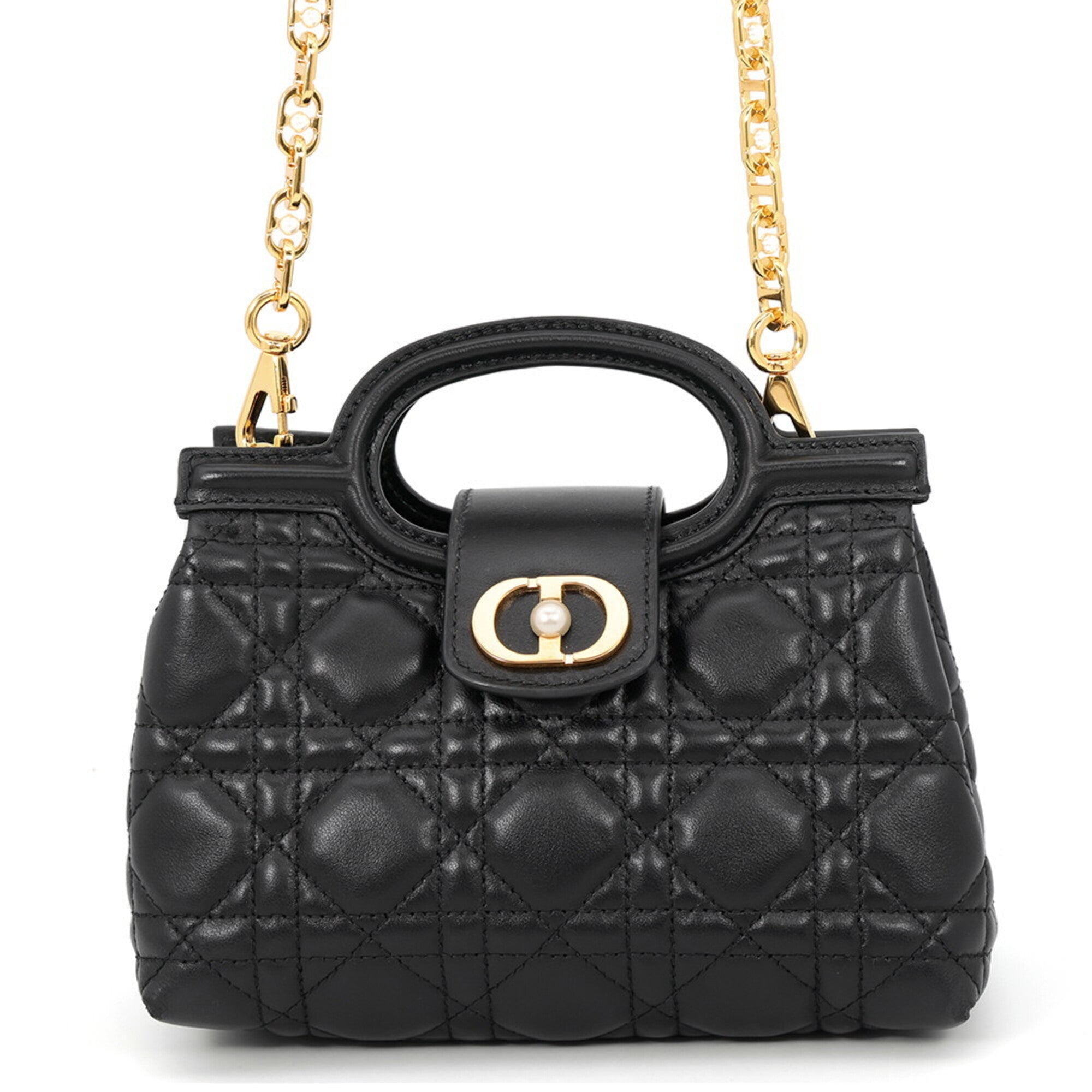 Christian Dior Black Leather Handbag Shoulder Bag (Pre-Owned)