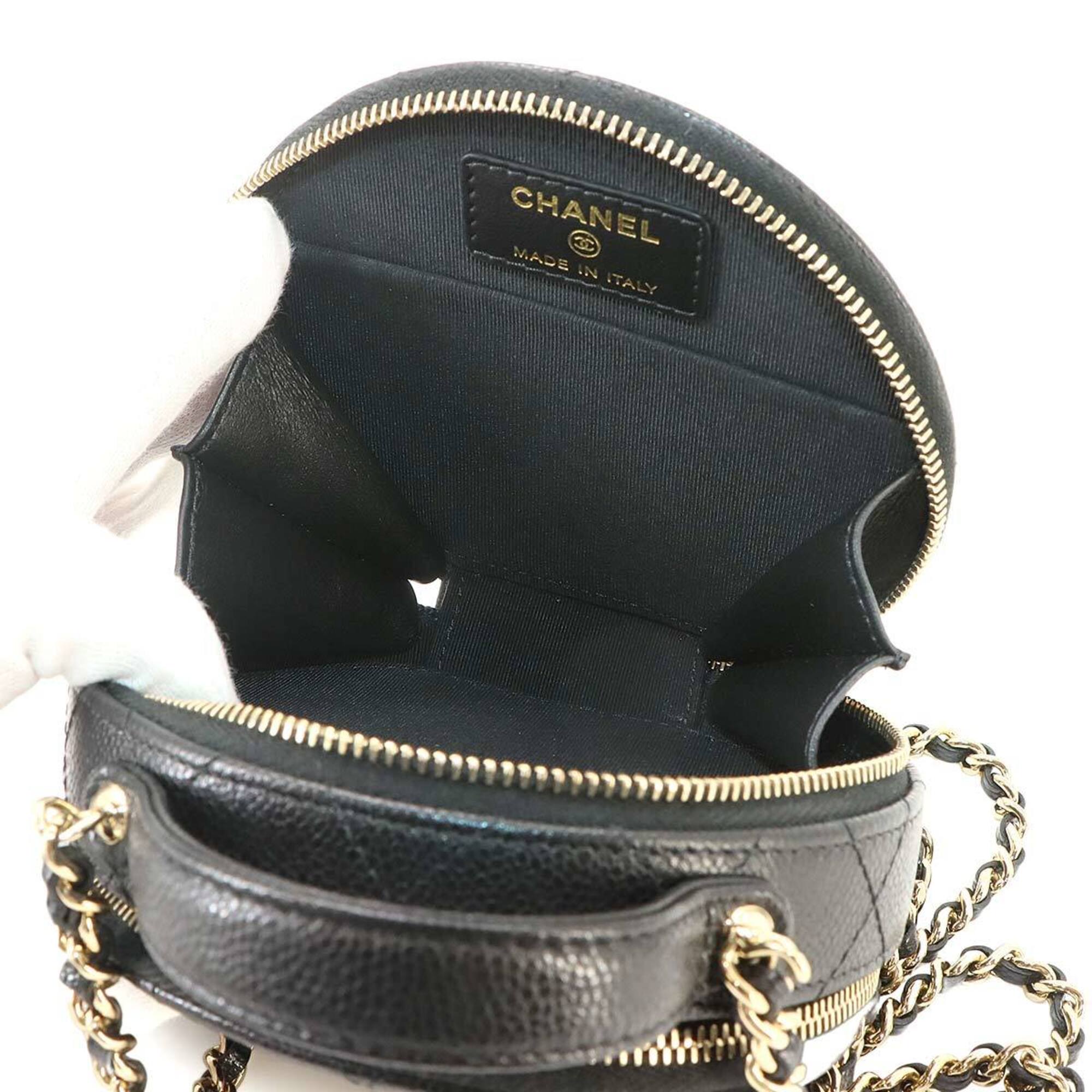 Chanel Matelasse Black Grained Calfskin Shoulder Bag Vanity Bag (Pre-Owned)