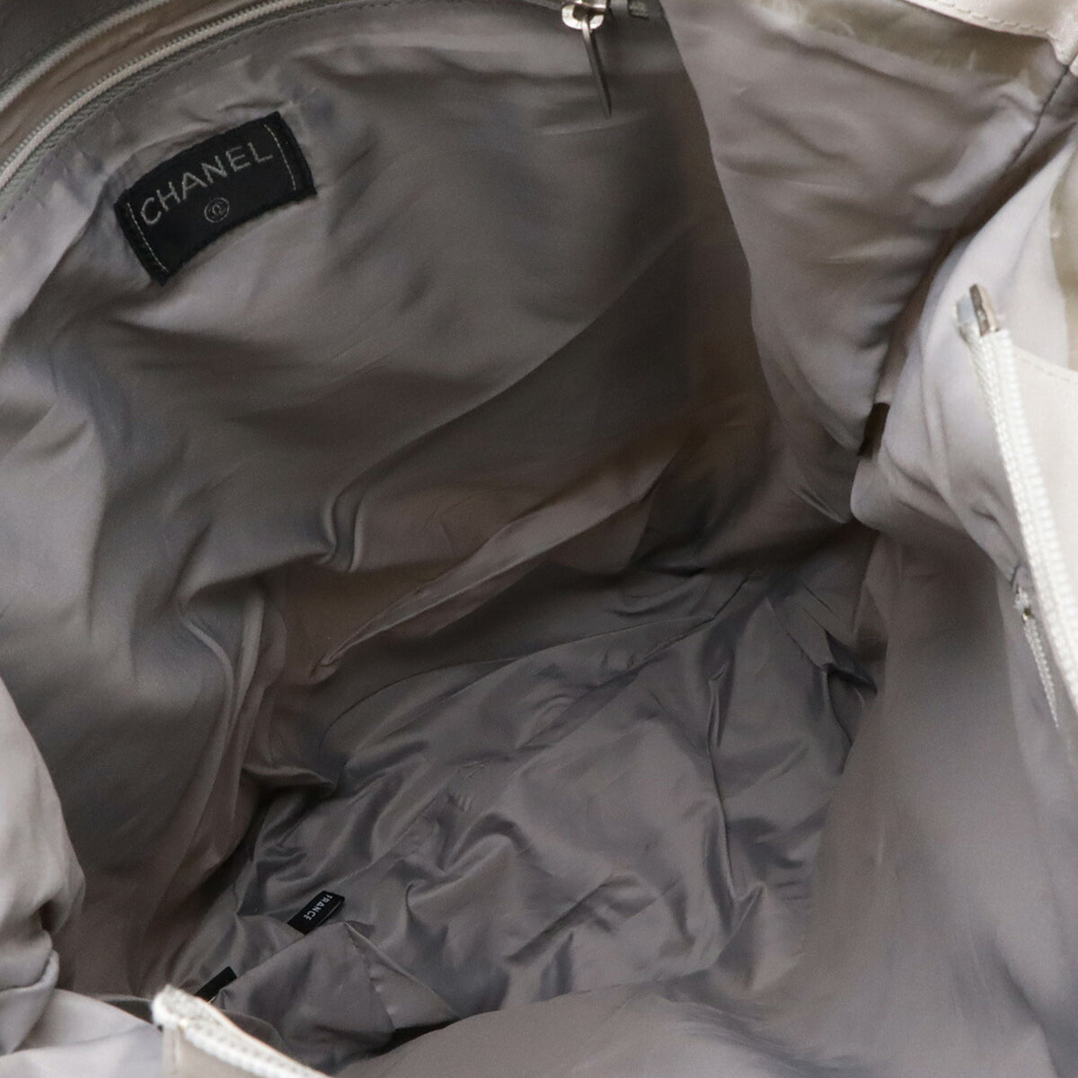 Chanel Sport Ivory Light Gray Nylon Shoulder Bag Tote Bag (Pre-Owned)