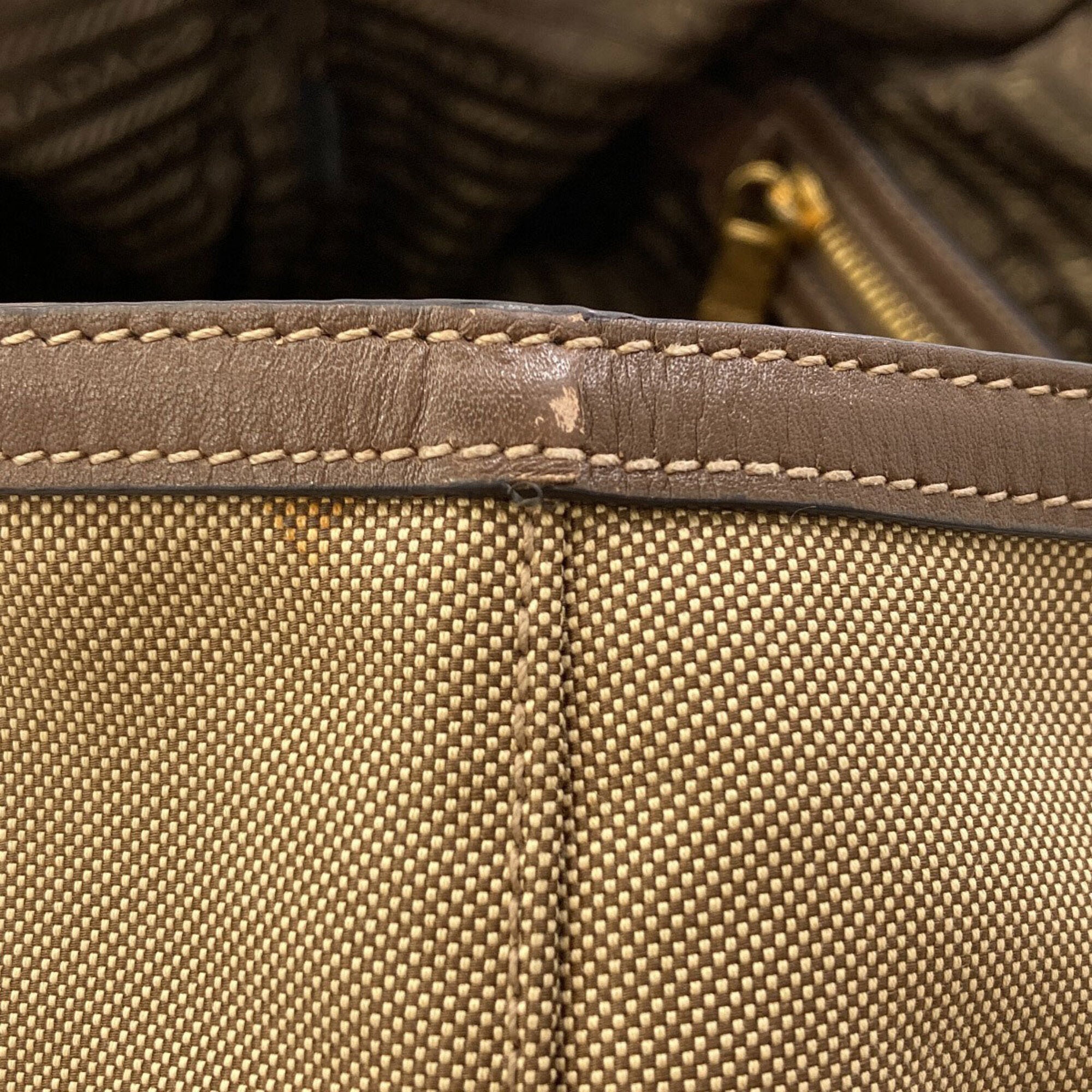 Prada Brown Canvas Leather Tote Bag (Pre-Owned)