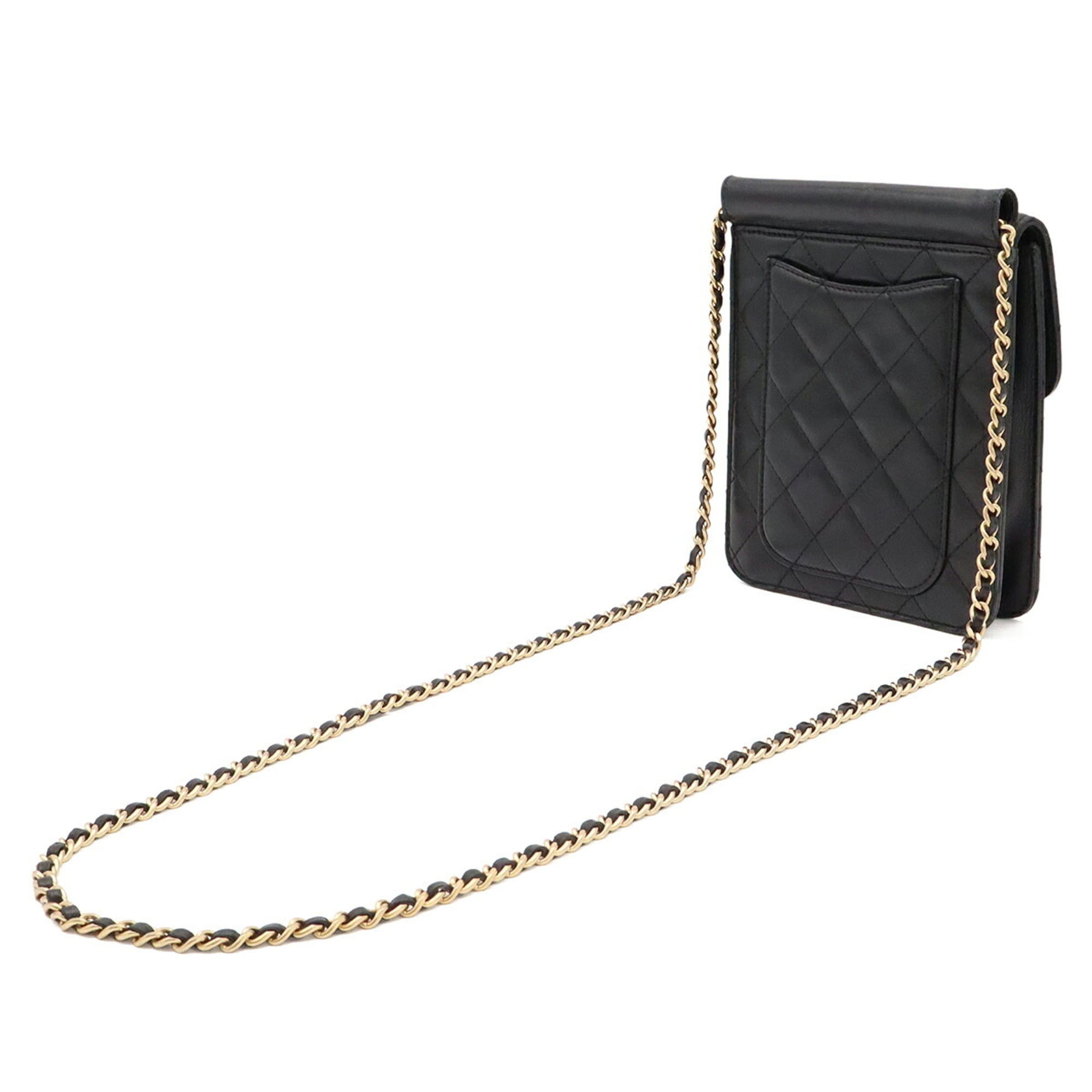 Chanel Black Leather Pochette Shoulder Bag (Pre-Owned)