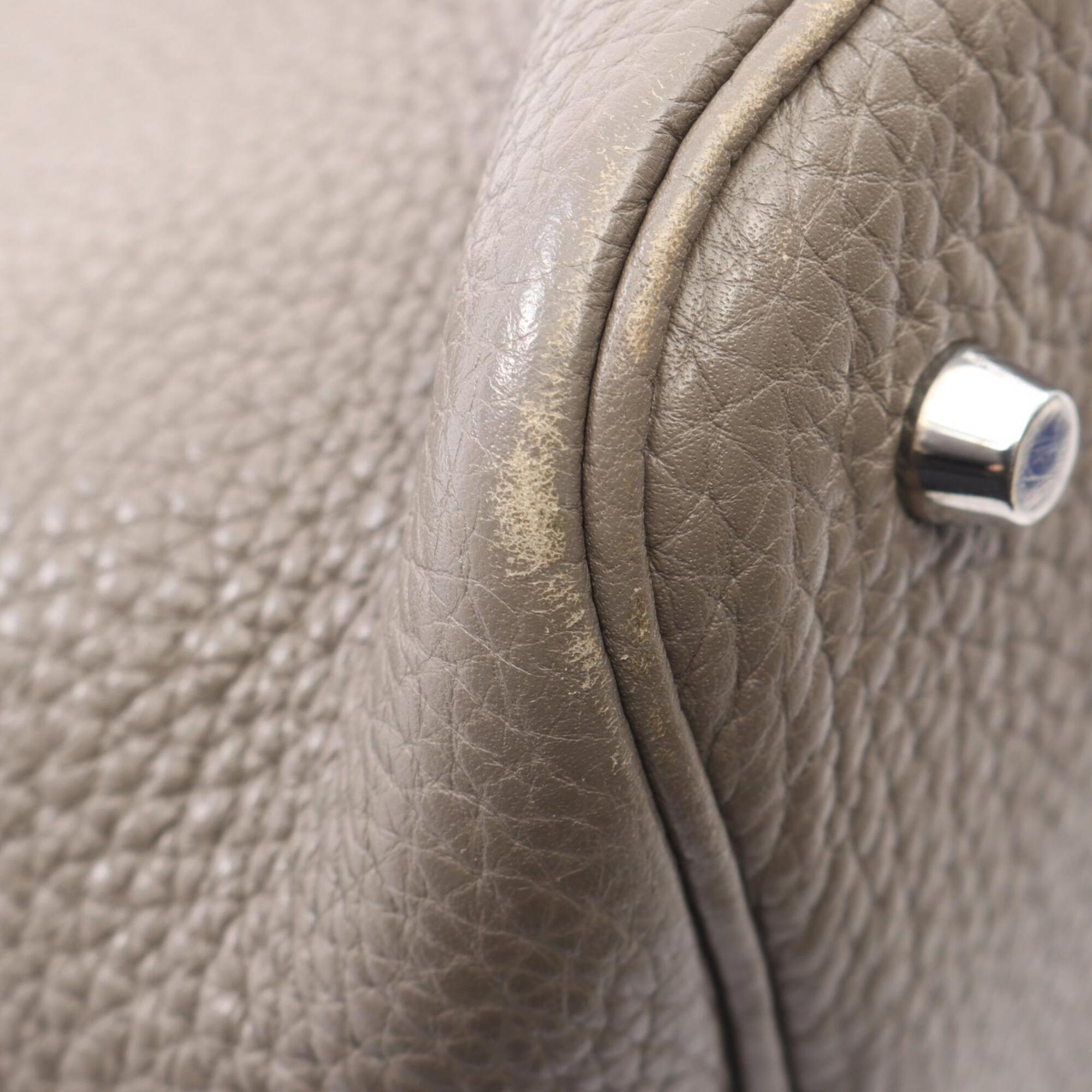 Hermes Beige Etain Taurillon Clemence Leather Leather Handbag (Pre-Owned)