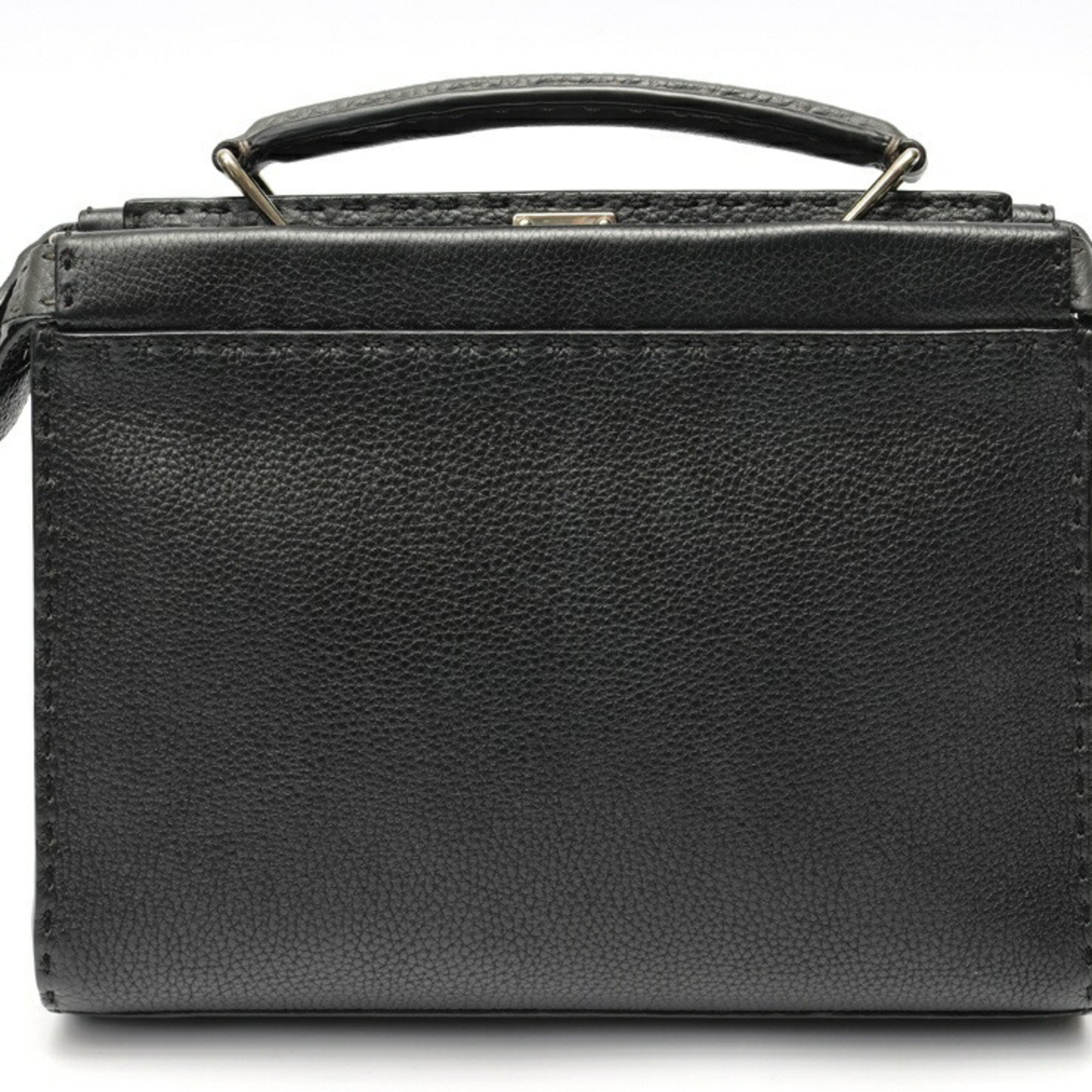 Fendi Black Gray Leather Shoulder Bag (Pre-Owned)