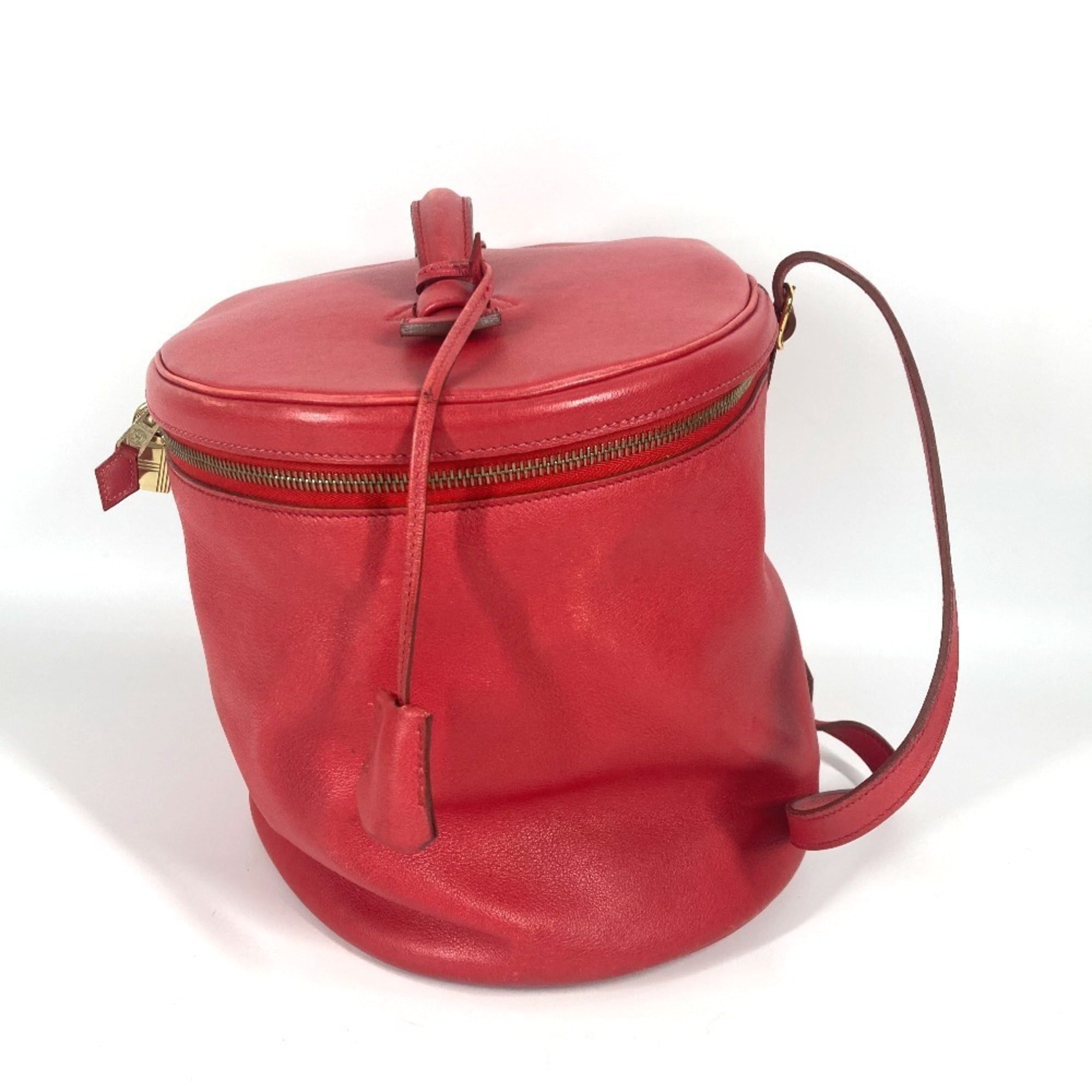 Hermes Intercity Red Color Leather Handbag Shoulder Bag Vanity Bag (Pre-Owned)