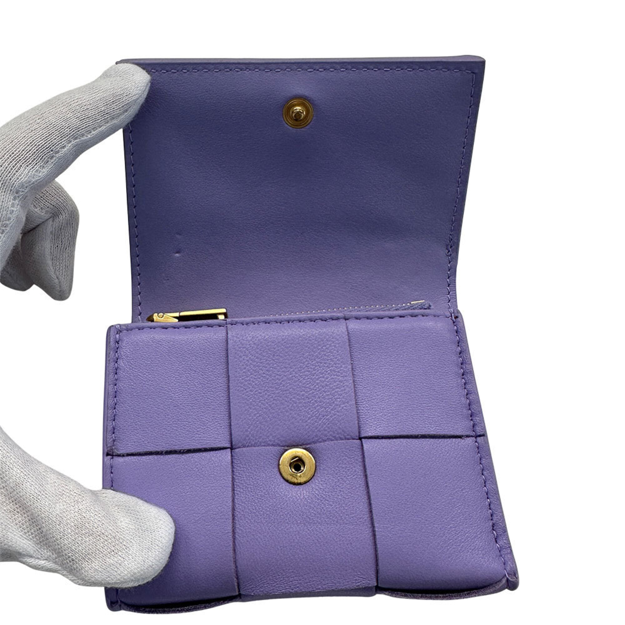 Bottega Veneta Purple Leather Wallet (Tri-Fold) (Pre-Owned)