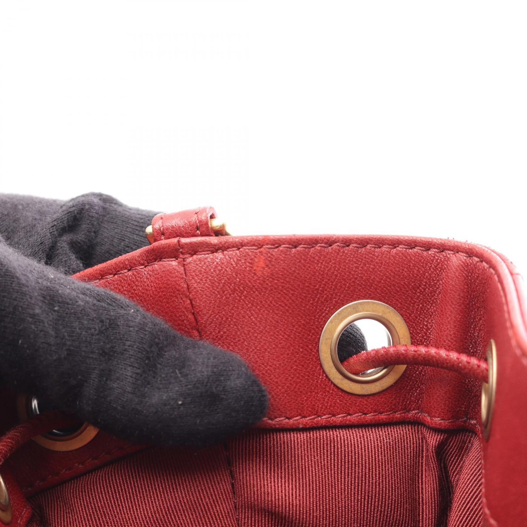 Chanel Red Color Leather Handbag Shoulder Bag (Pre-Owned)