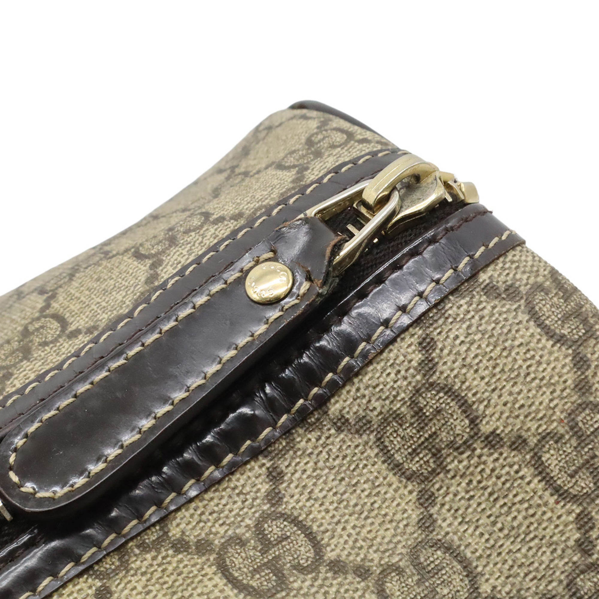 Gucci Beige Dark Brown Gg Supreme Handbag (Pre-Owned)