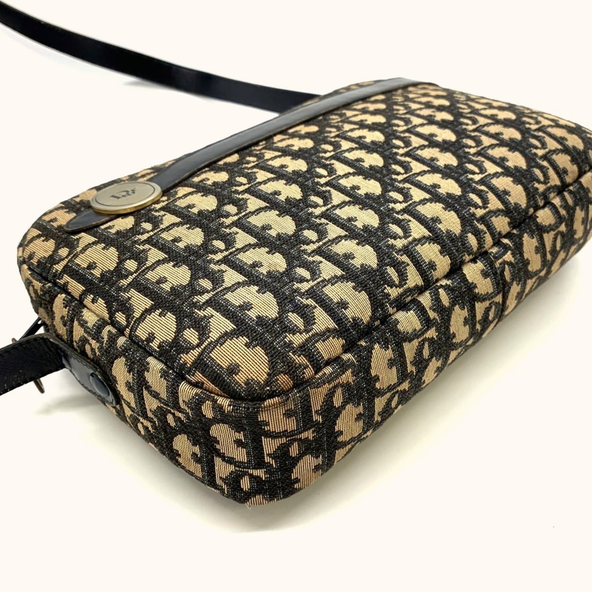 Christian Dior Trotter Brown Canvas Leather Shoulder Bag (Pre-Owned)