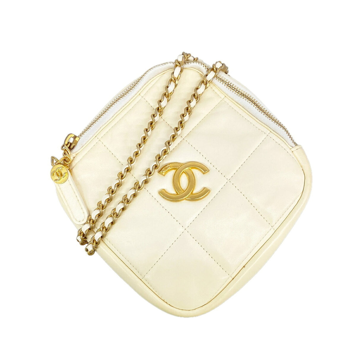 Chanel White Leather Shoulder Bag (Pre-Owned)