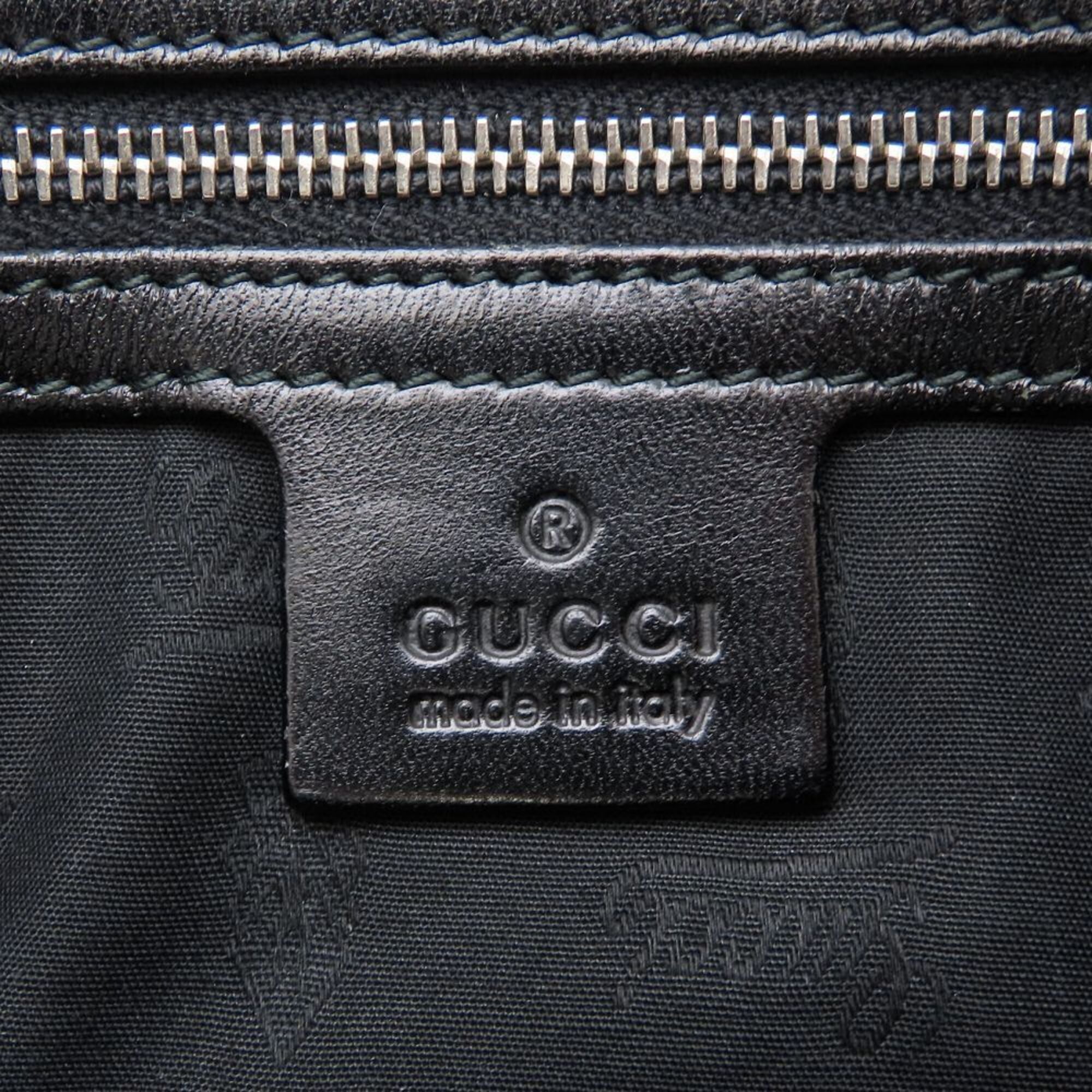 Gucci Beige Black Gg Canvas Leather Tote Bag (Pre-Owned)