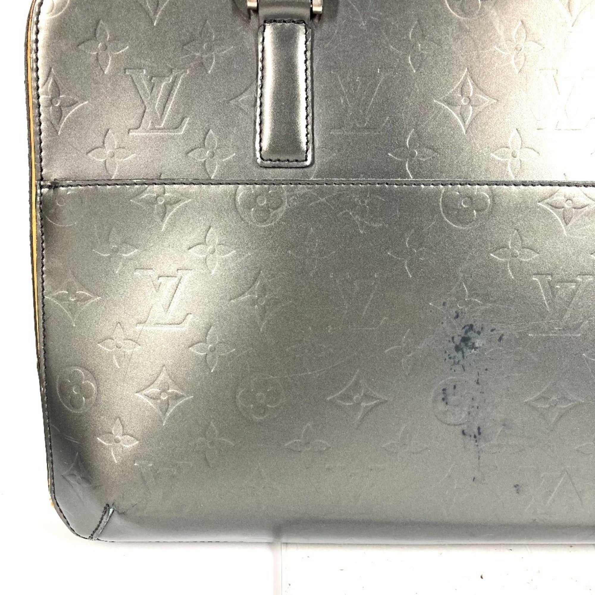 Louis Vuitton Navy Monogram Mat Leather Briefcase Tote Bag (Pre-Owned)