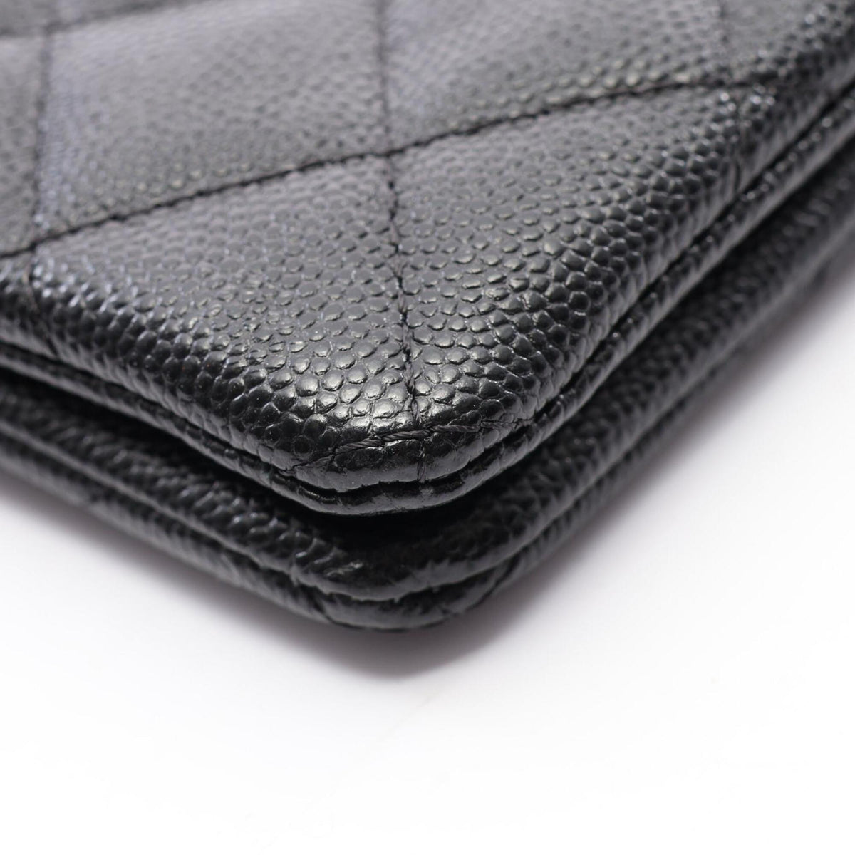 Chanel Black Grained Calfskin Clutch Bag Handbag (Pre-Owned)