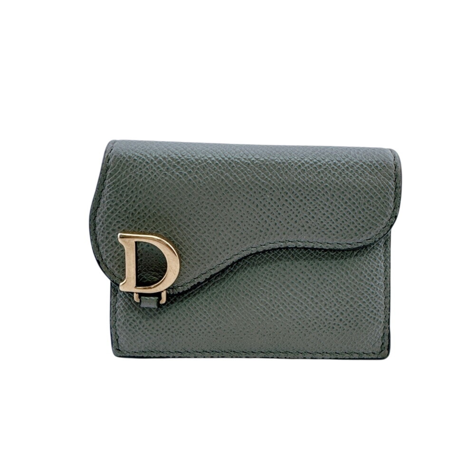 Christian Dior Gray Leather Wallet (Tri-Fold) (Pre-Owned)