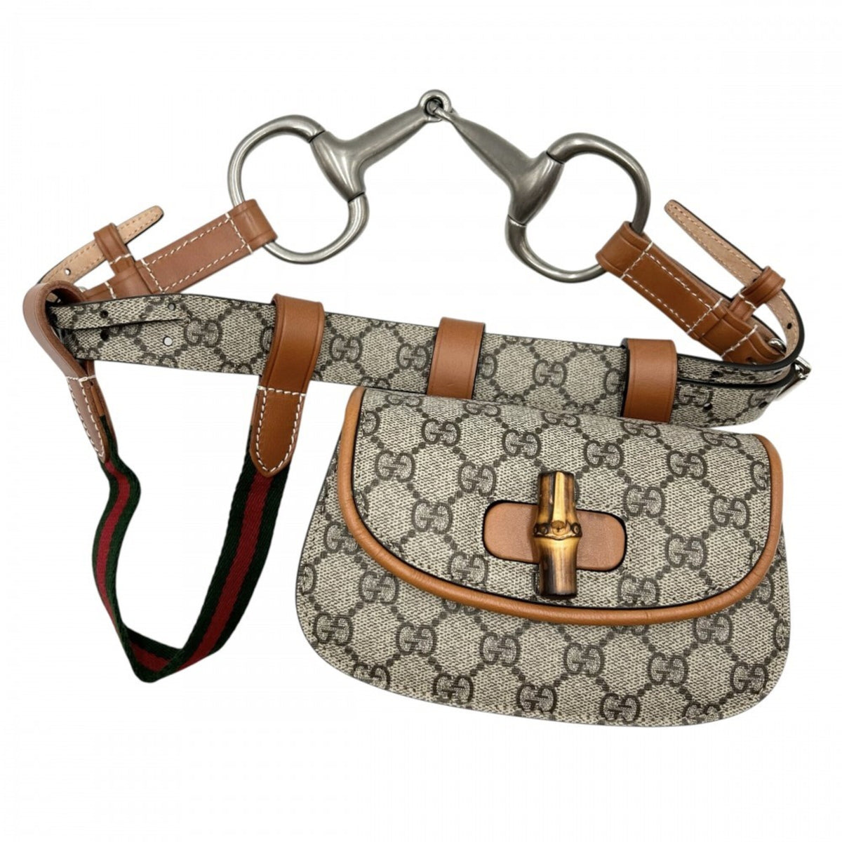 Gucci Beige Brown Gg Supreme Canvas Leather Fanny Pack Pouch Sling Bag (Pre-Owned)