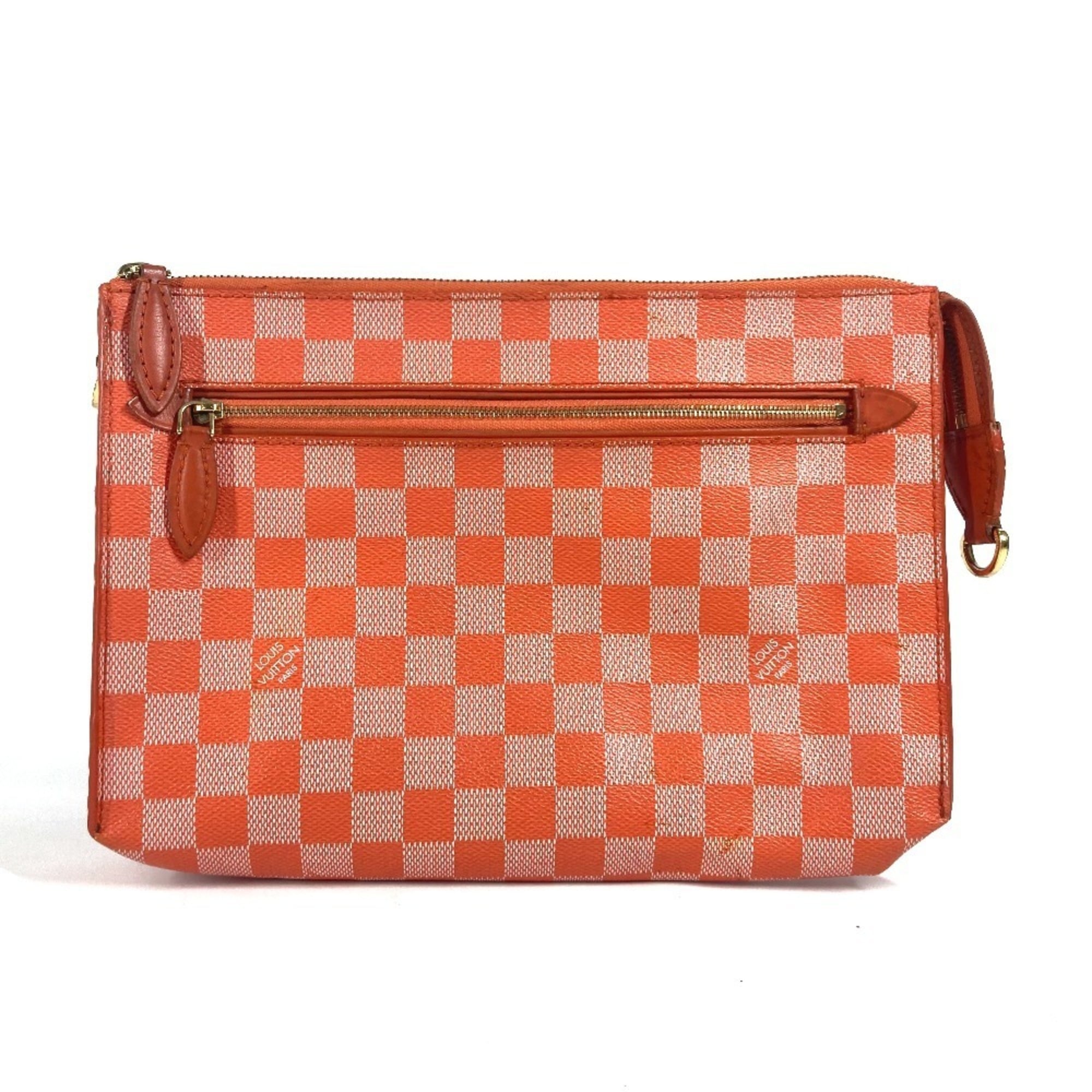 Louis Vuitton Damier Orange Pimont Damier Canvas Clutch Bag Pouch Shoulder Bag (Pre-Owned)