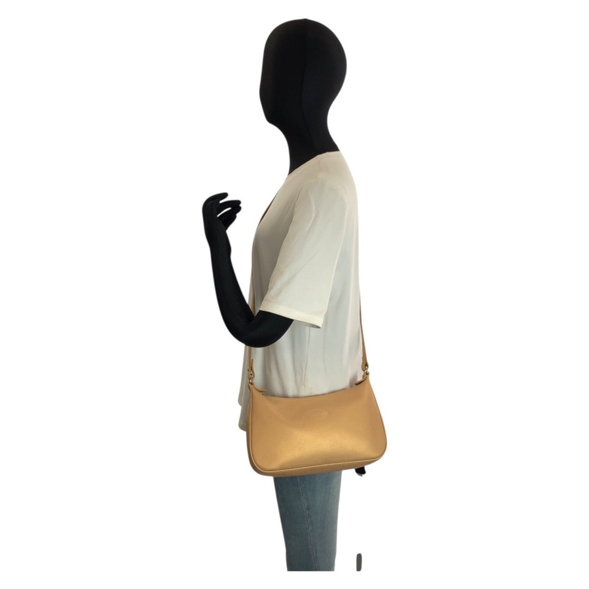 Longchamp Beige Leather Pochette Shoulder Bag (Pre-Owned)