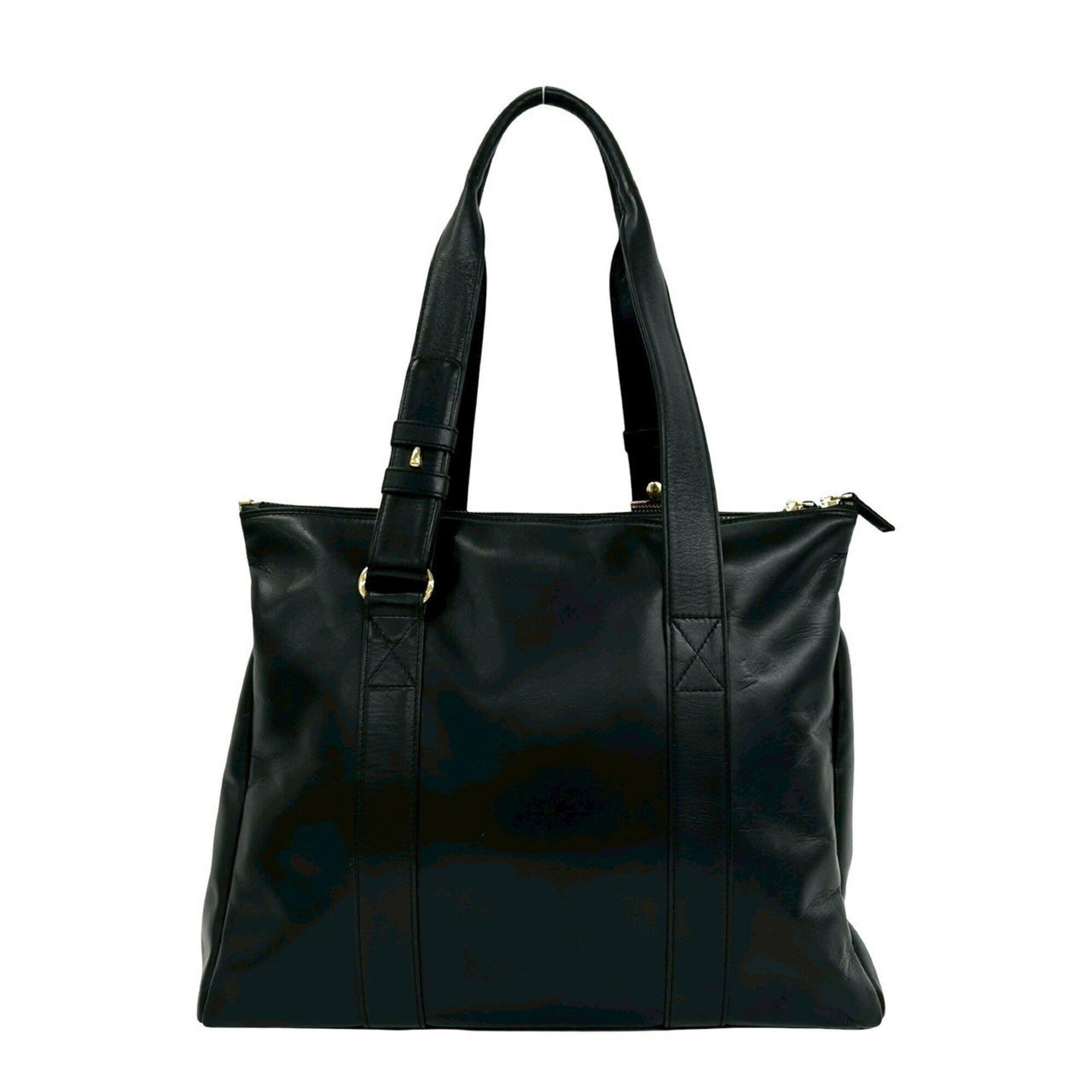 Yves Saint Laurent Black Leather Shoulder Bag Tote Bag (Pre-Owned)