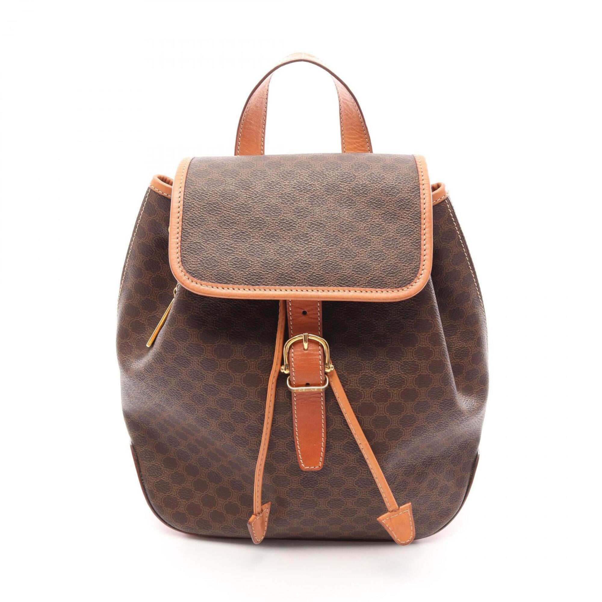 Celine Brown Coated Canvas Pvc Leather Backpack Handbag (Pre-Owned)