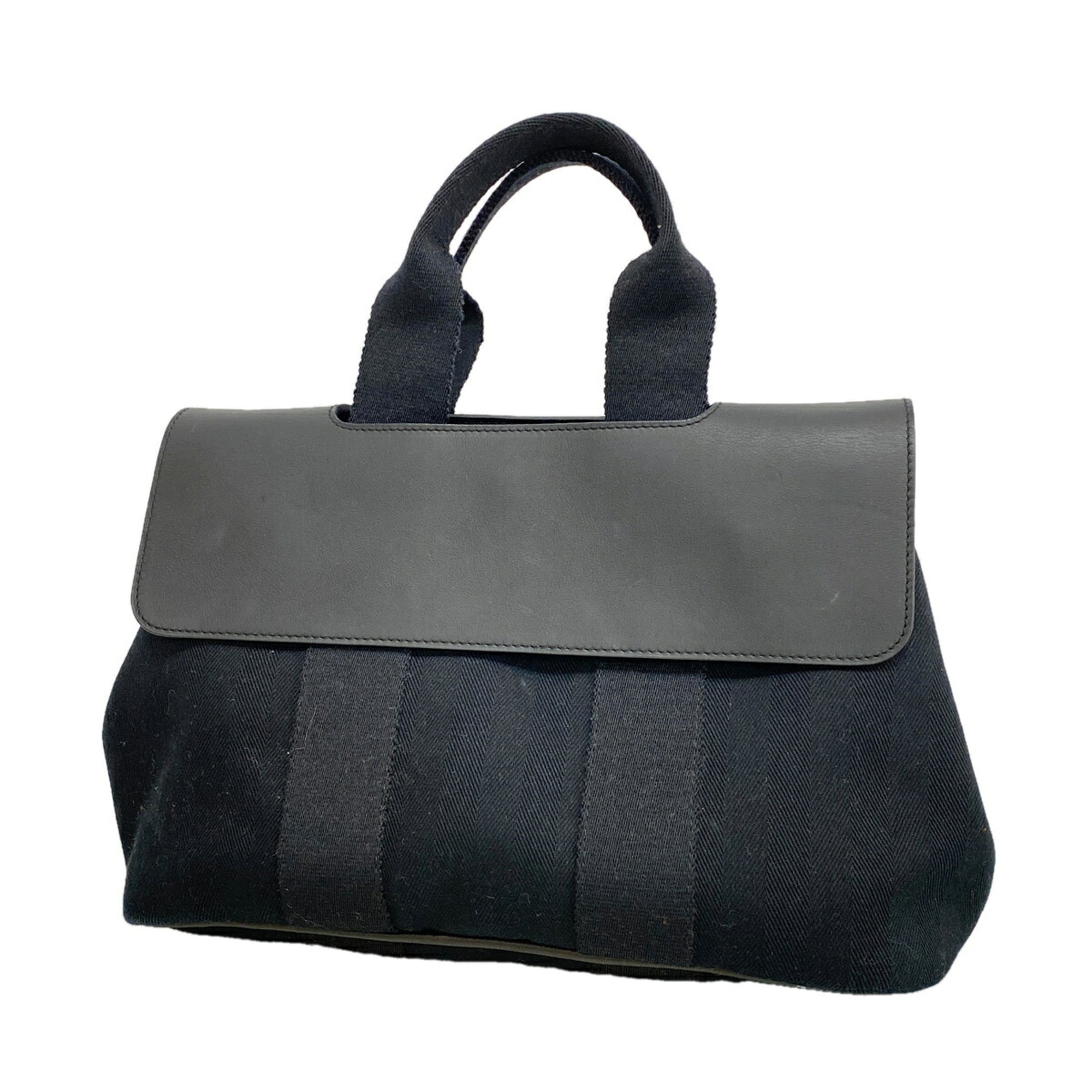 Hermes Black Toile Chevron Handbag (Pre-Owned)