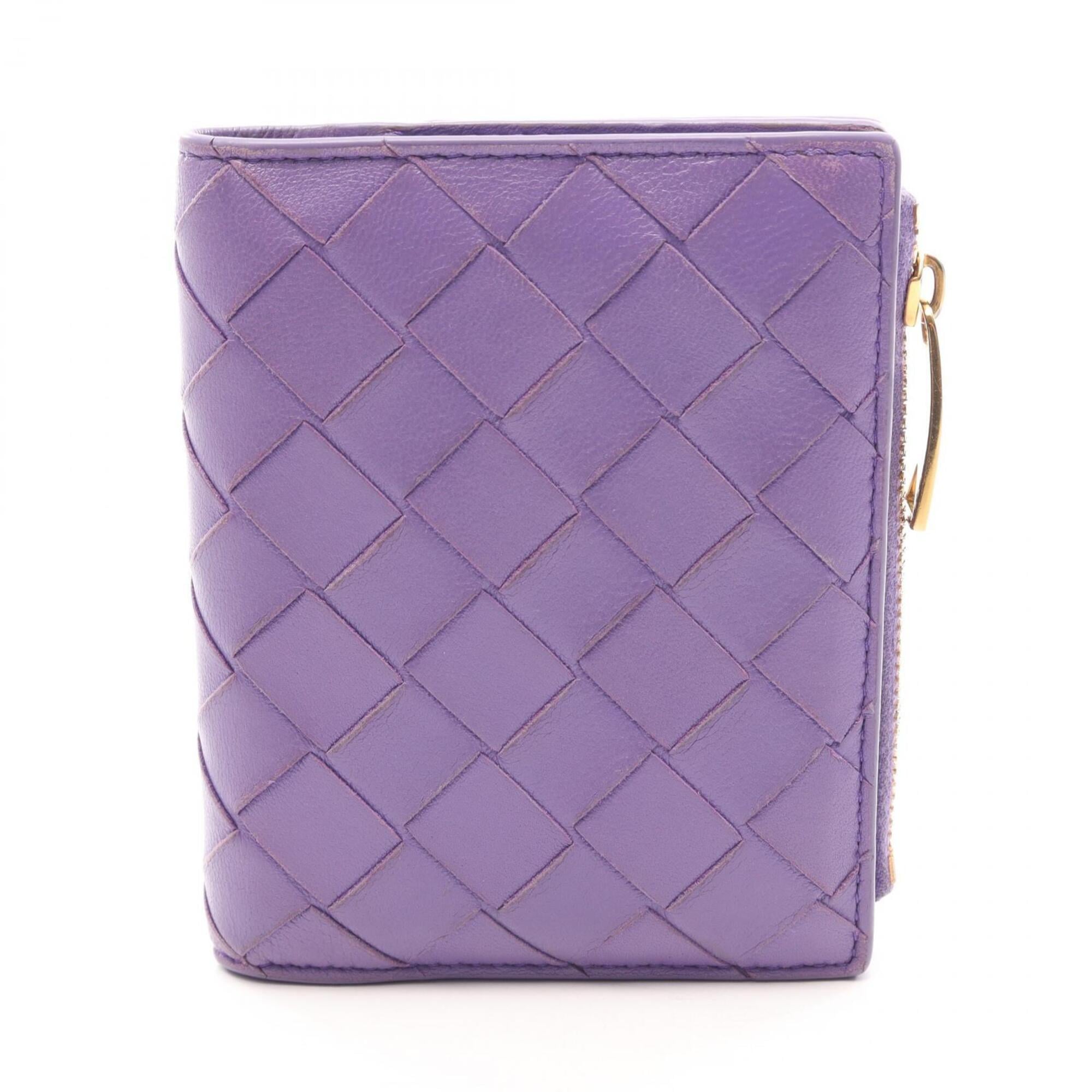 Bottega Veneta Intrecciato Purple Leather Wallet (Bi-Fold) (Pre-Owned)