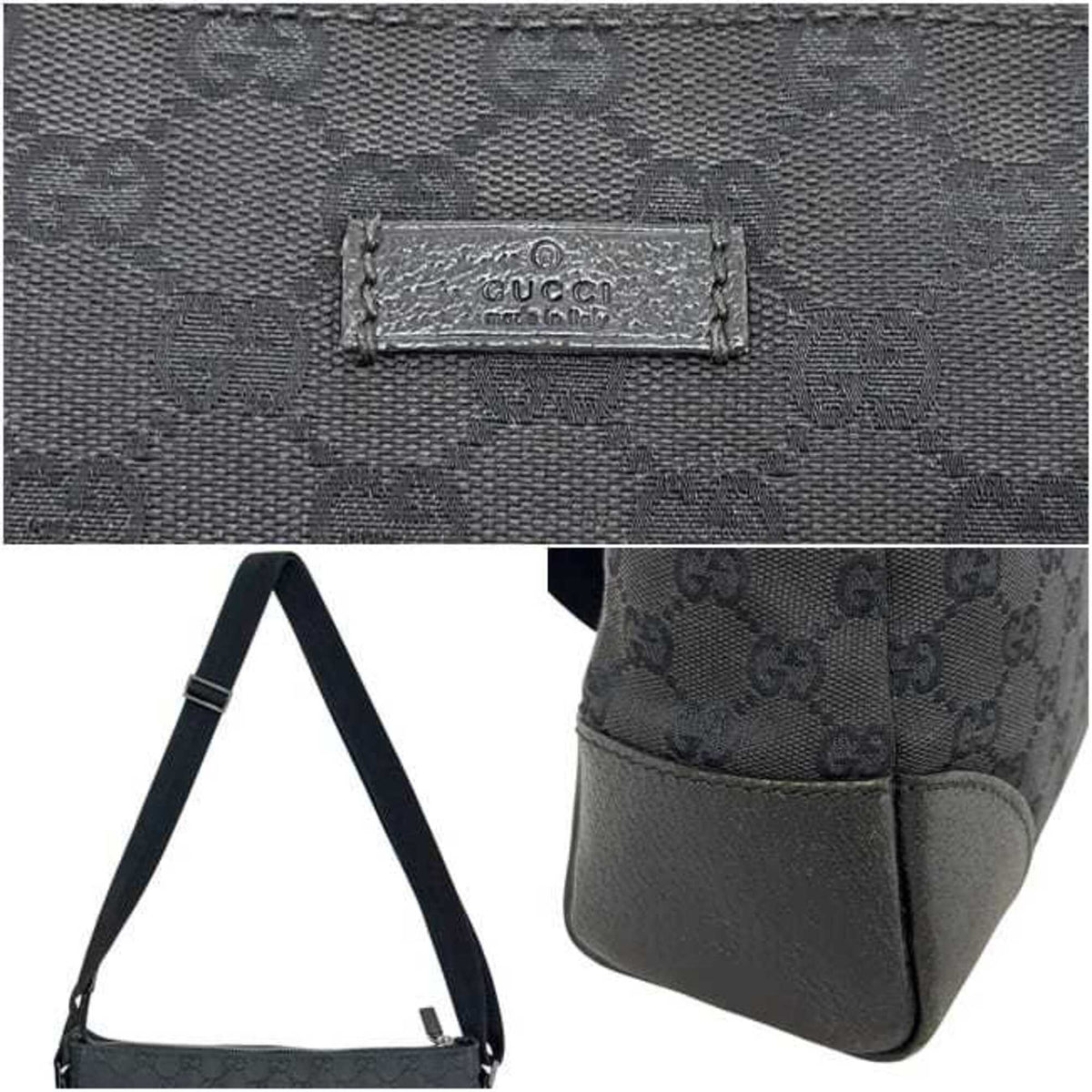 Gucci Gg Canvas Black Gg Canvas Messenger Bag Shoulder Bag (Pre-Owned)