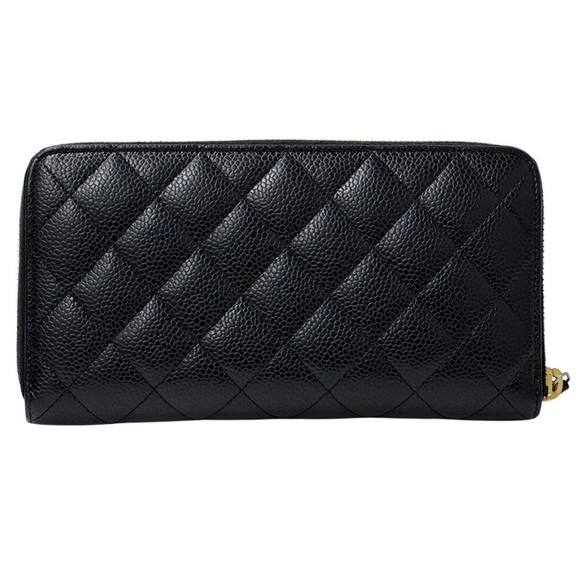 Chanel Matelasse Black Grained Calfskin Long Wallet (Bi-Fold) (Pre-Owned)